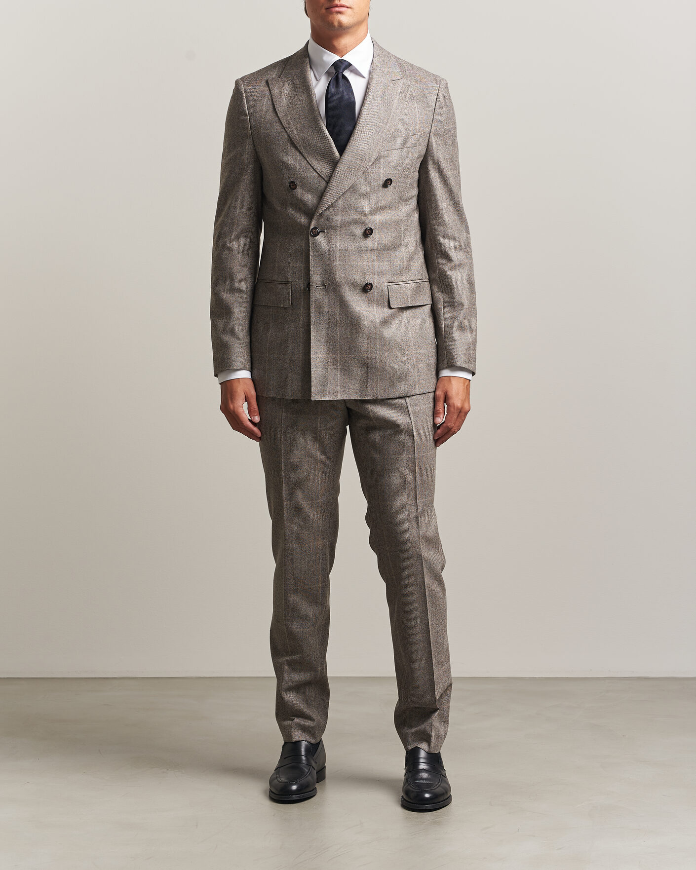 Mies | Puvut | BOSS BLACK | Huge Wool Checked Double Breasted Suit Open Brown