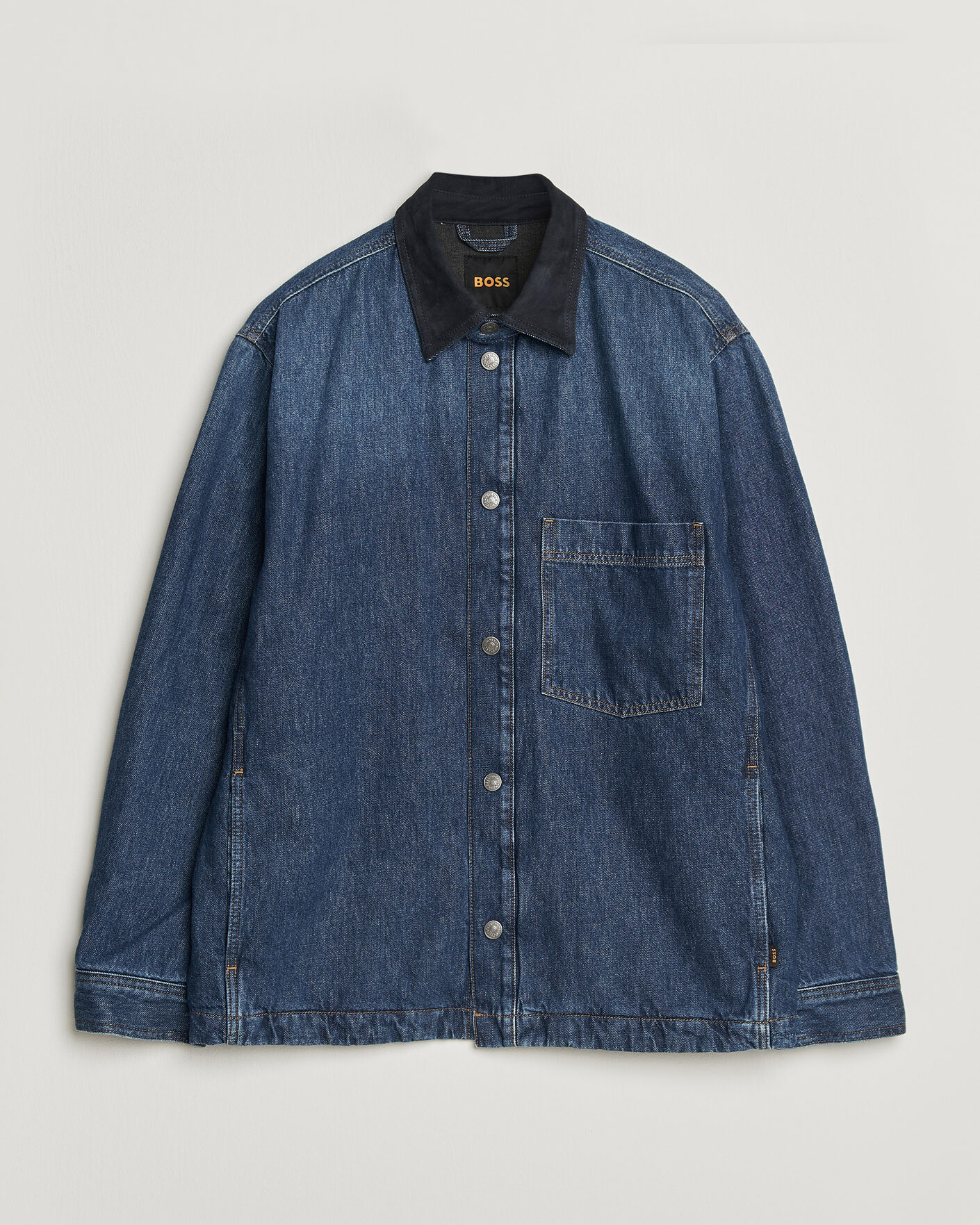 Mies | Kauluspaidat | BOSS ORANGE | Laredo Denim Overshirt Navy