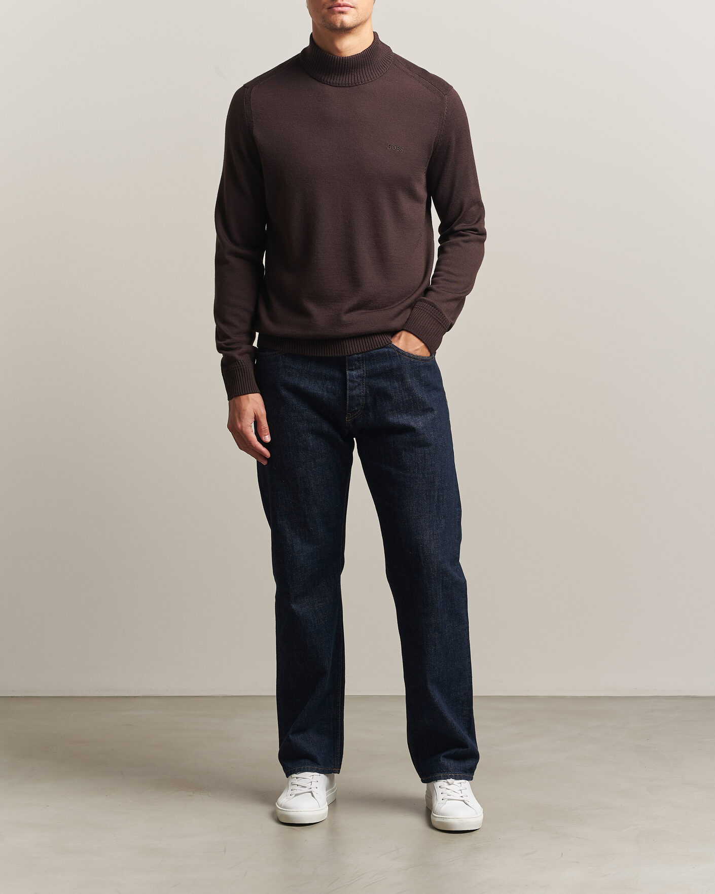 Mies | Puserot | BOSS ORANGE | Avac Knitted Turtleneck Dark Brown