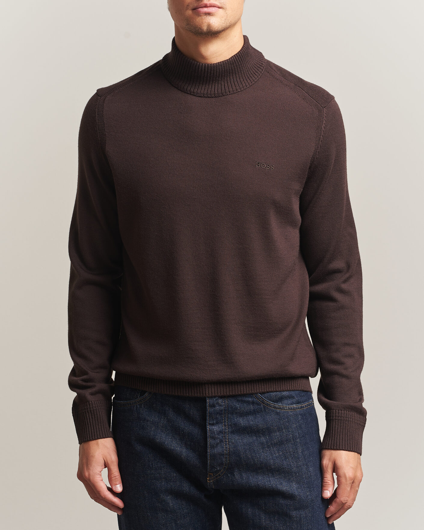 Mies | Puserot | BOSS ORANGE | Avac Knitted Turtleneck Dark Brown