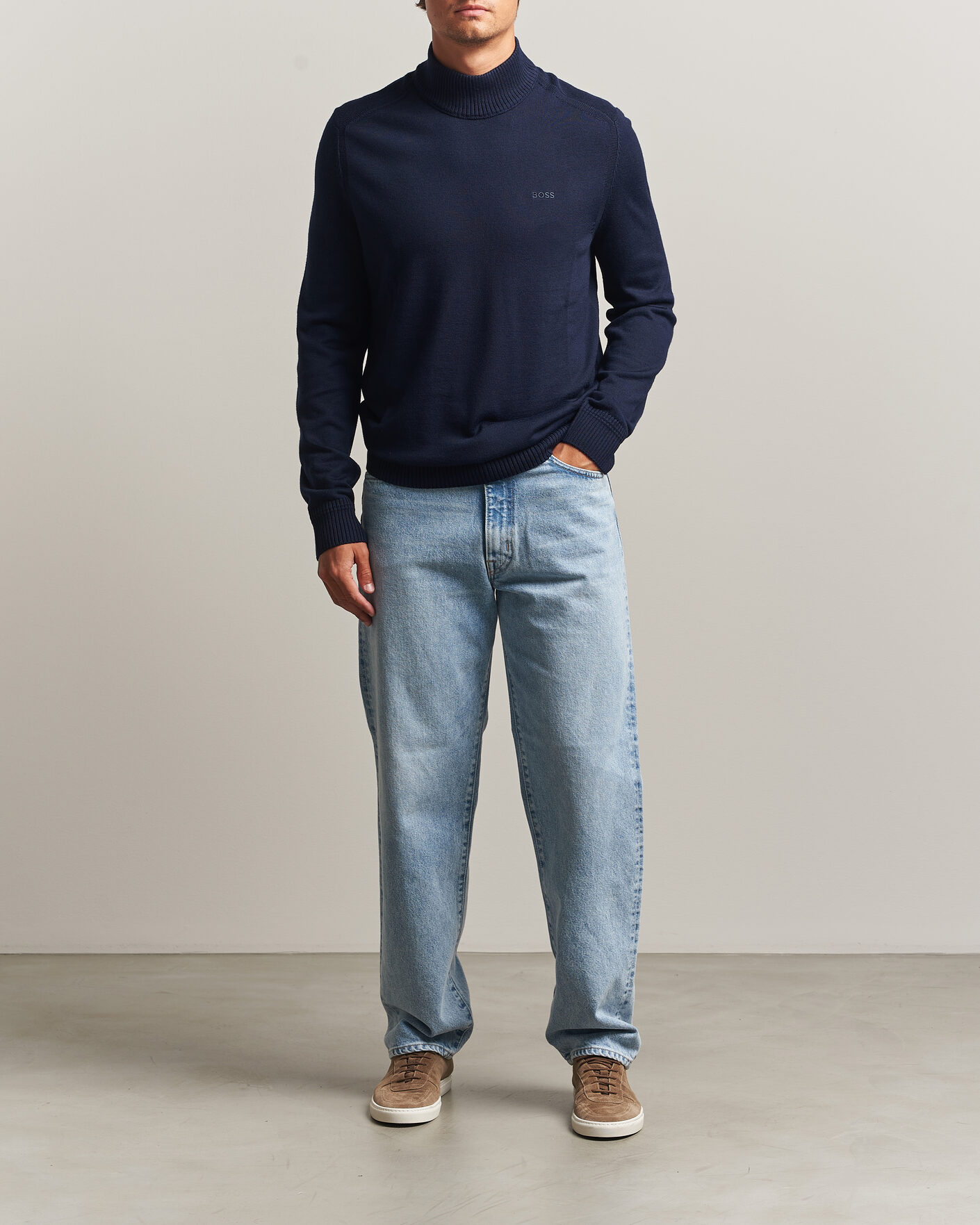 Mies | Puserot | BOSS ORANGE | Avac Knitted Turtleneck Dark Blue