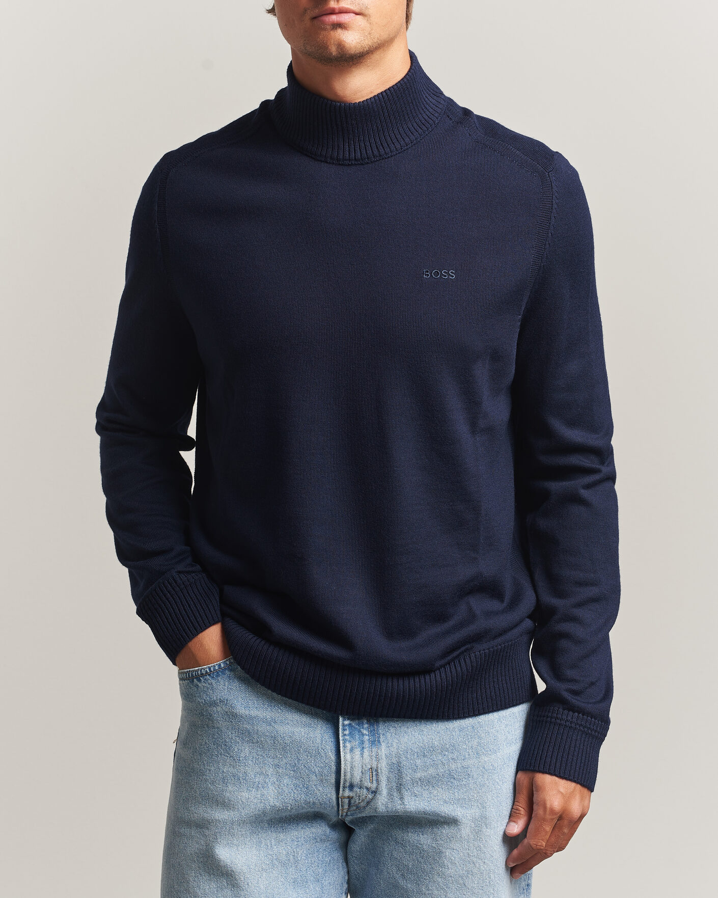 Mies | Puserot | BOSS ORANGE | Avac Knitted Turtleneck Dark Blue