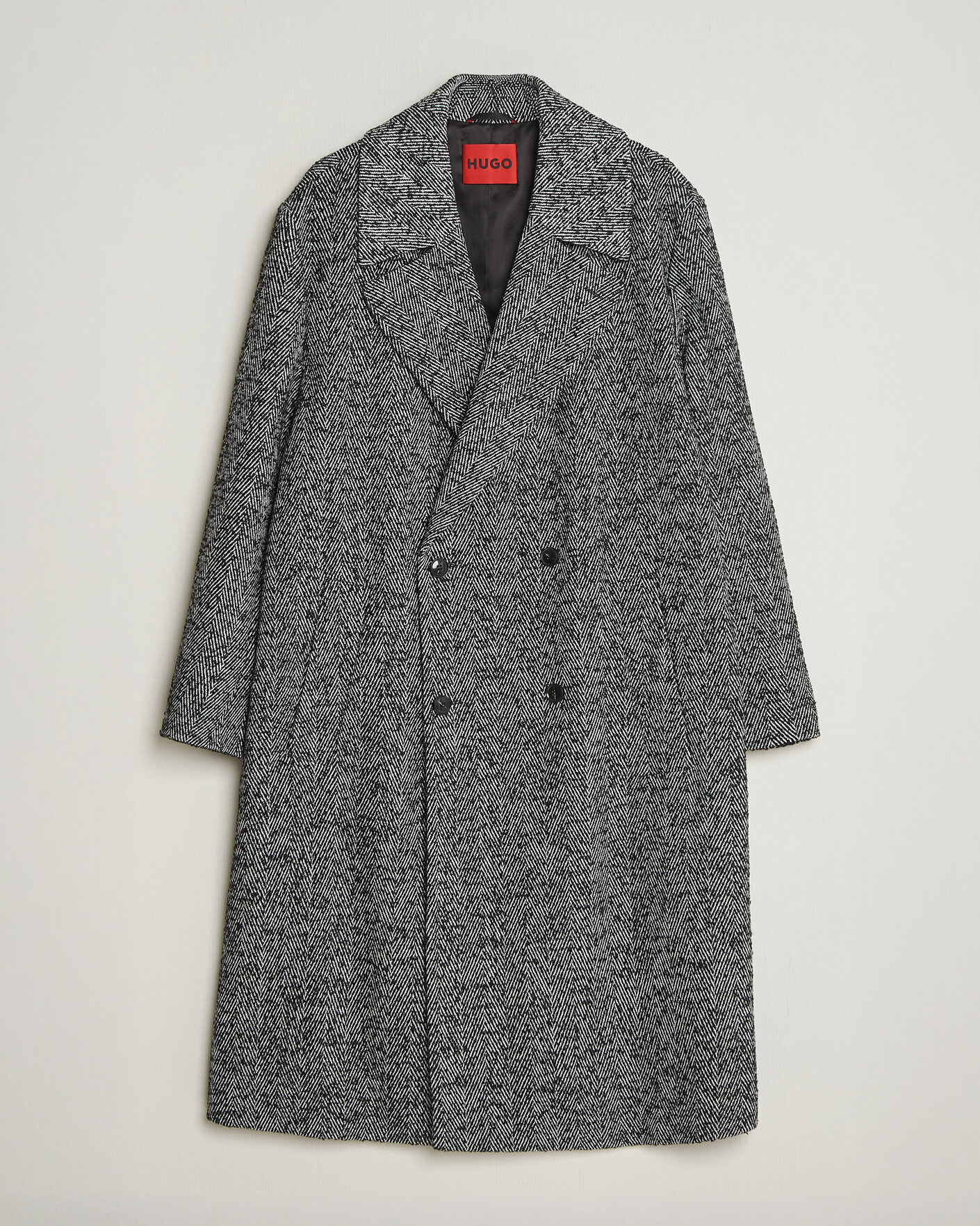 Mies | Takit | HUGO | Milas Herringbone Double Breasted Coat Dark Grey