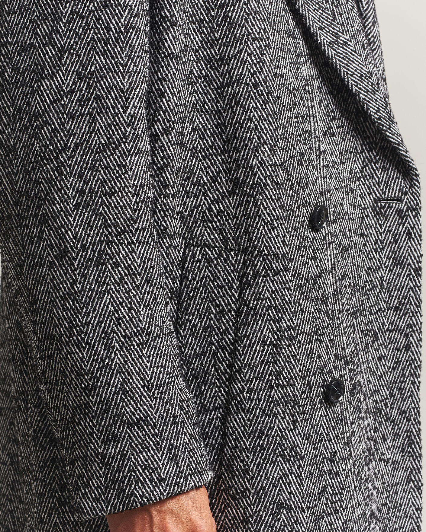 Mies | Takit | HUGO | Milas Herringbone Double Breasted Coat Dark Grey