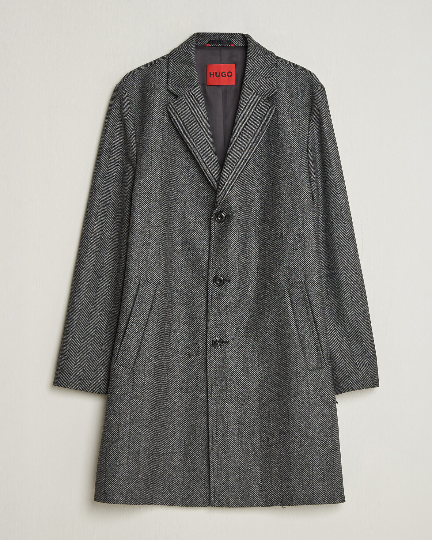 Mies | Takit | HUGO | Malte Herringbone Coat Dark Grey