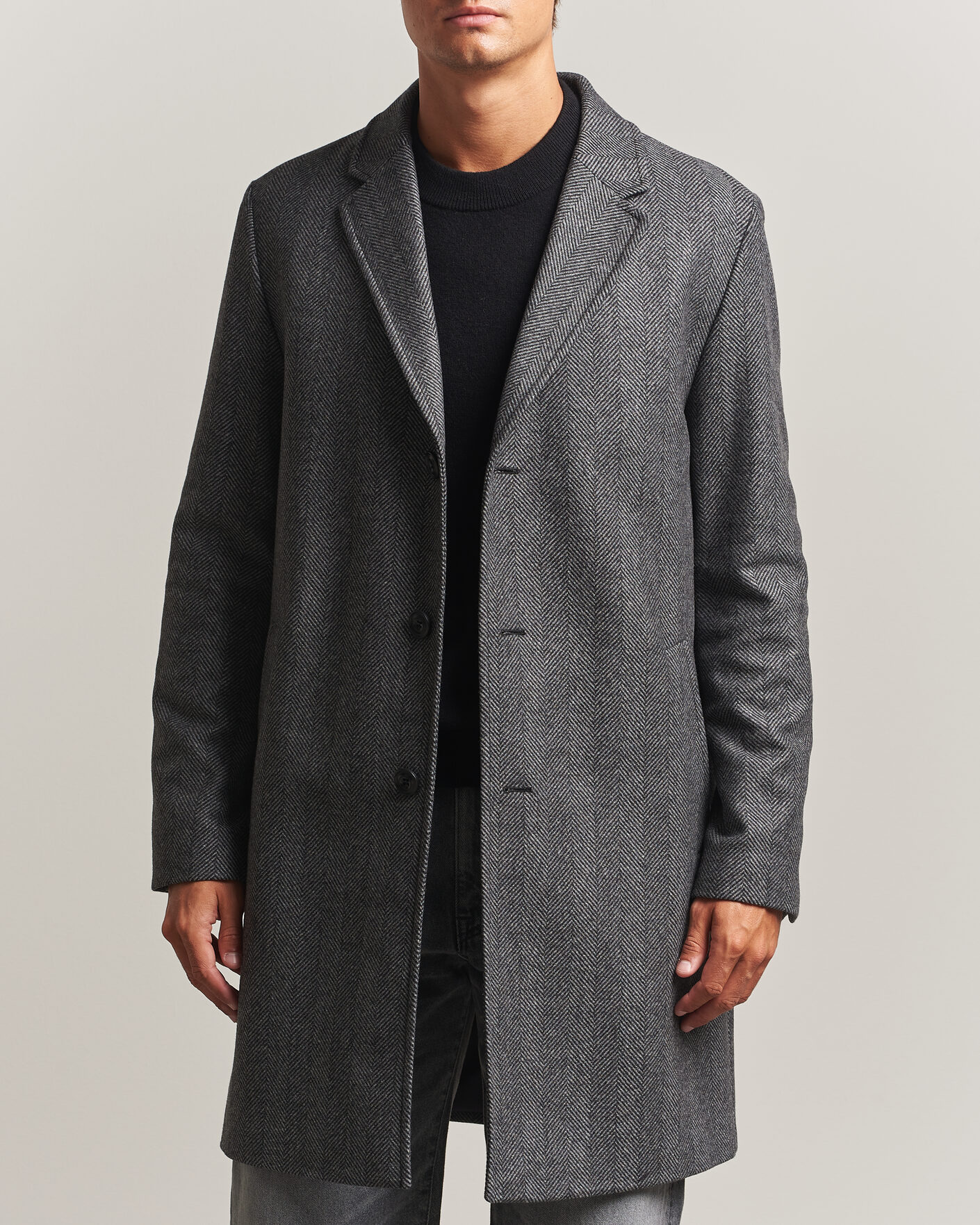 Mies | Takit | HUGO | Malte Herringbone Coat Dark Grey