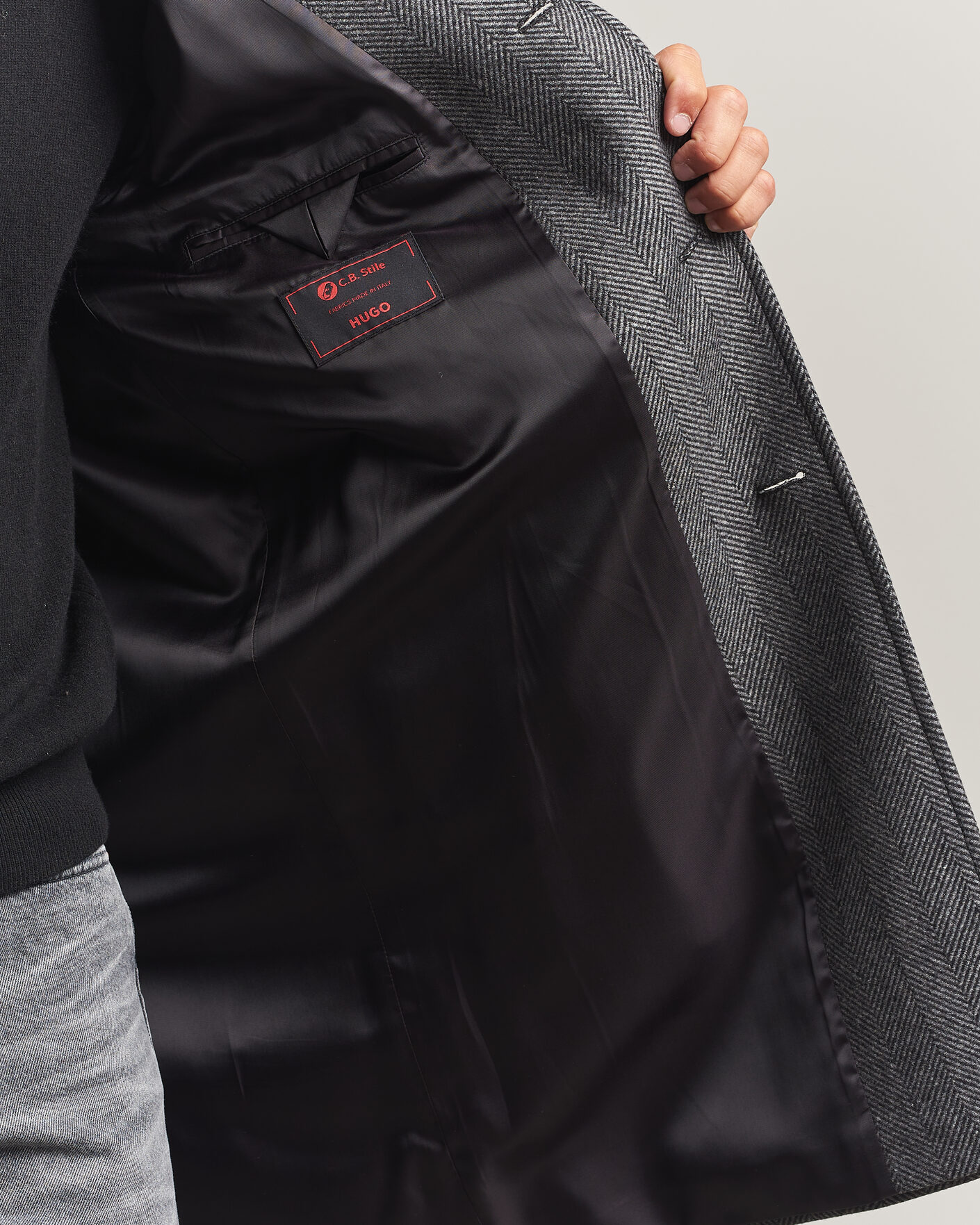 Mies | Takit | HUGO | Malte Herringbone Coat Dark Grey