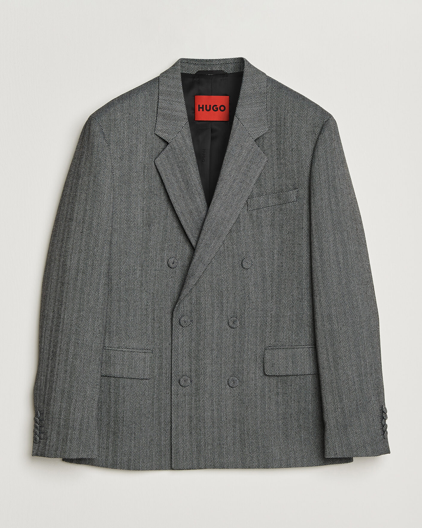 Mies | Pikkutakit | HUGO | Karlo Herringbone Double Breasted Blazer Dark Grey