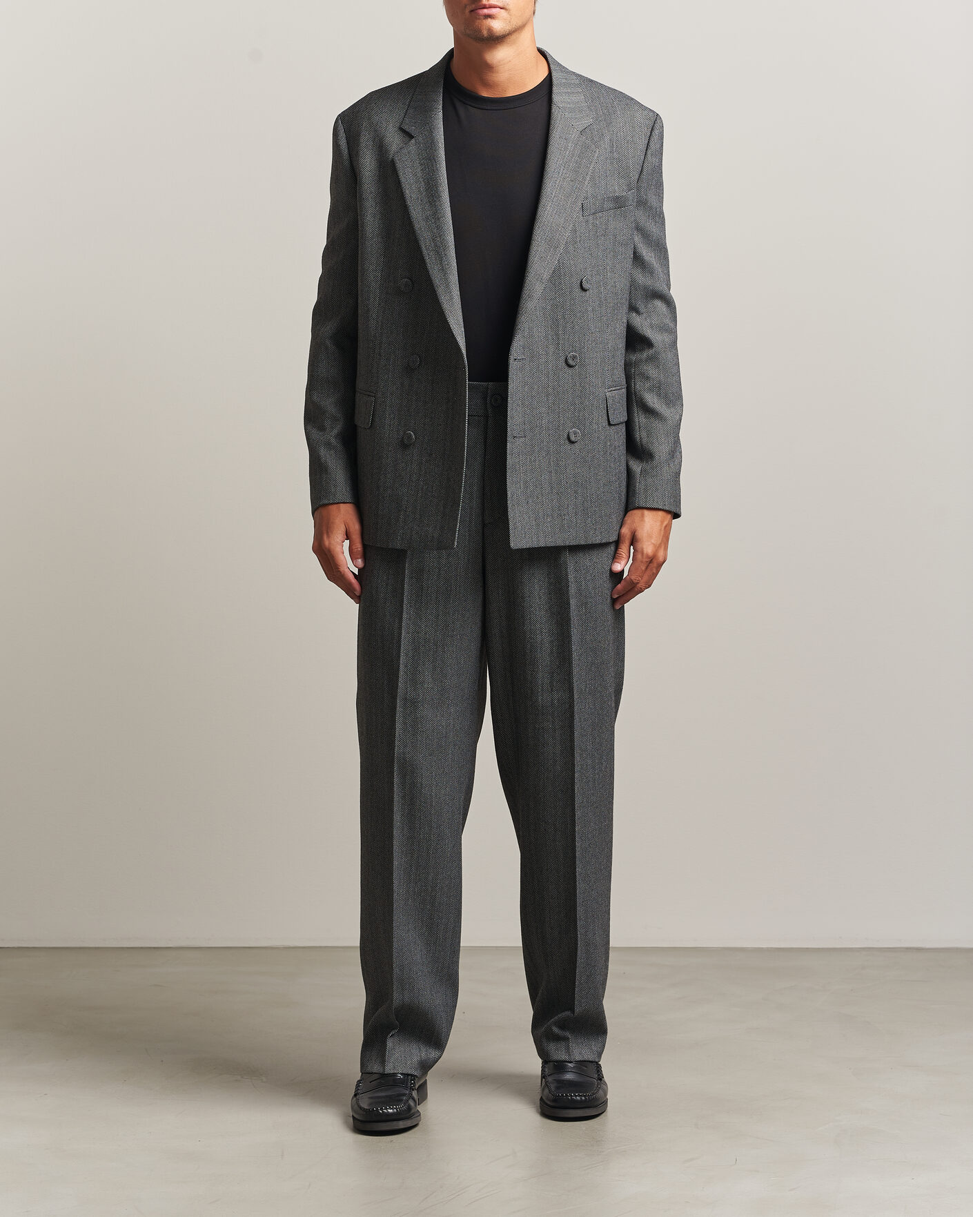 Mies | Pikkutakit | HUGO | Karlo Herringbone Double Breasted Blazer Dark Grey
