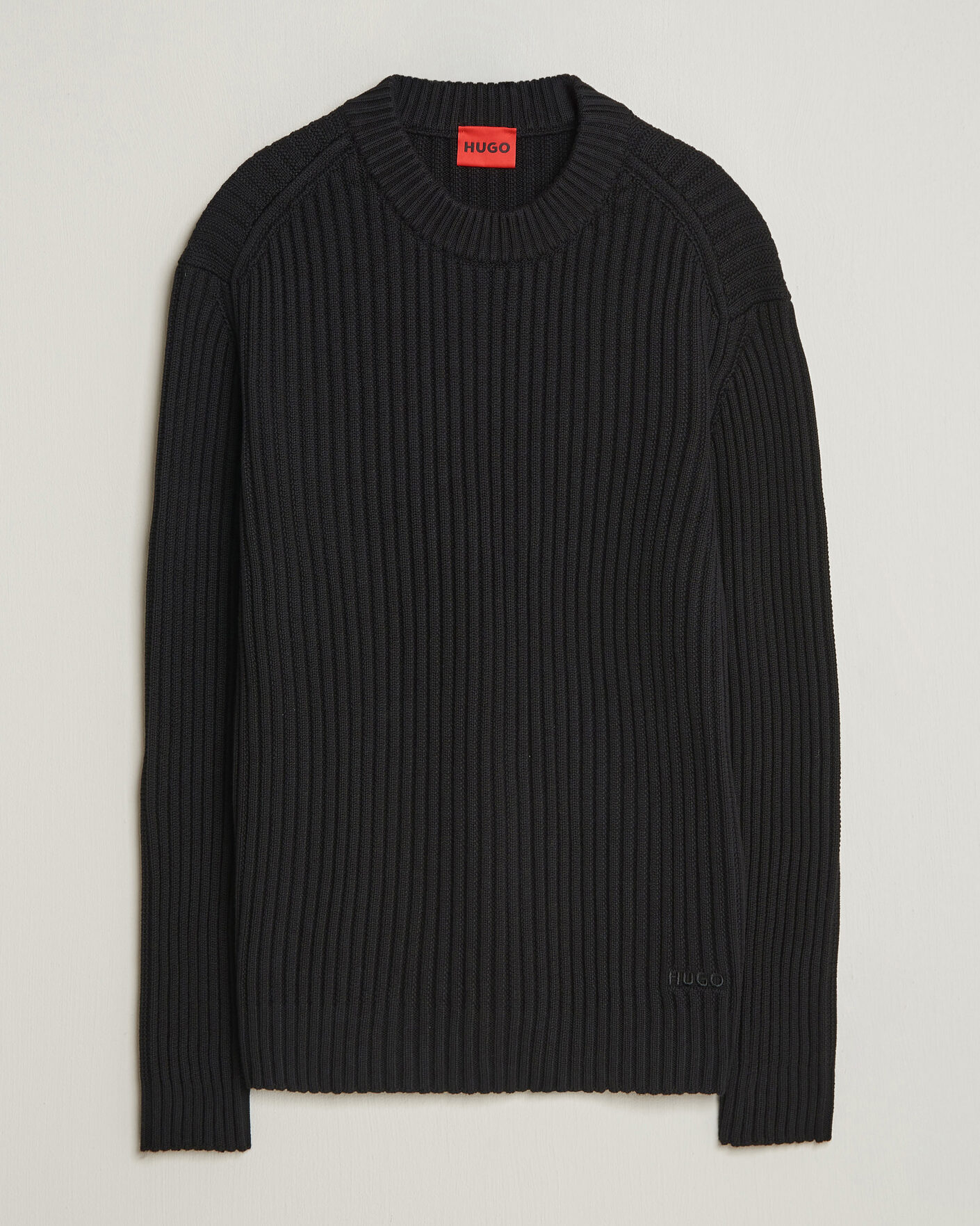 Mies | Puserot | HUGO | Sribban Cotton Knitted Sweater Black