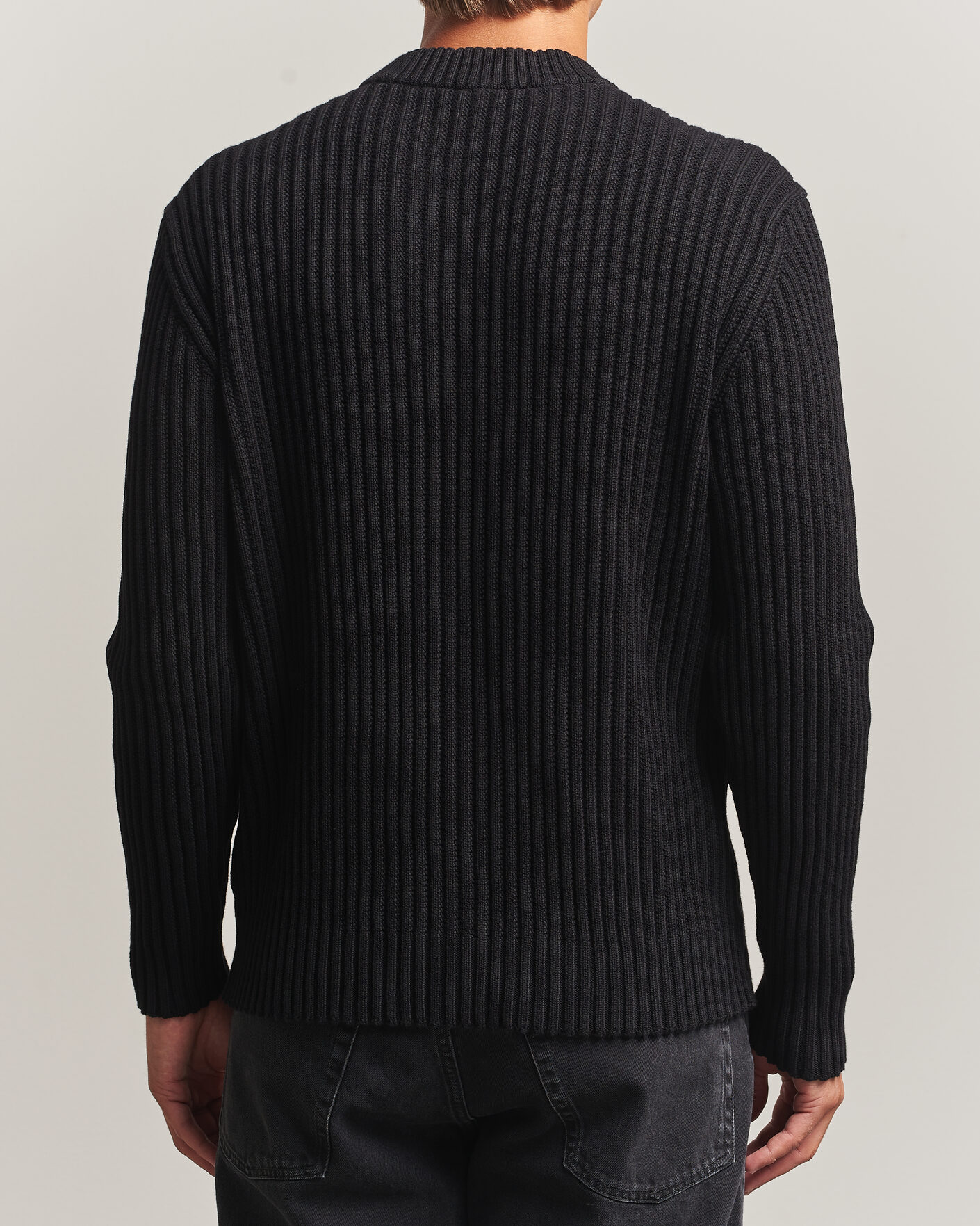 Mies | Puserot | HUGO | Sribban Cotton Knitted Sweater Black