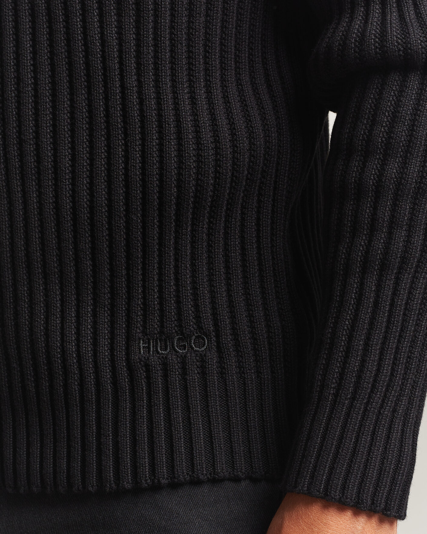 Mies | Puserot | HUGO | Sribban Cotton Knitted Sweater Black
