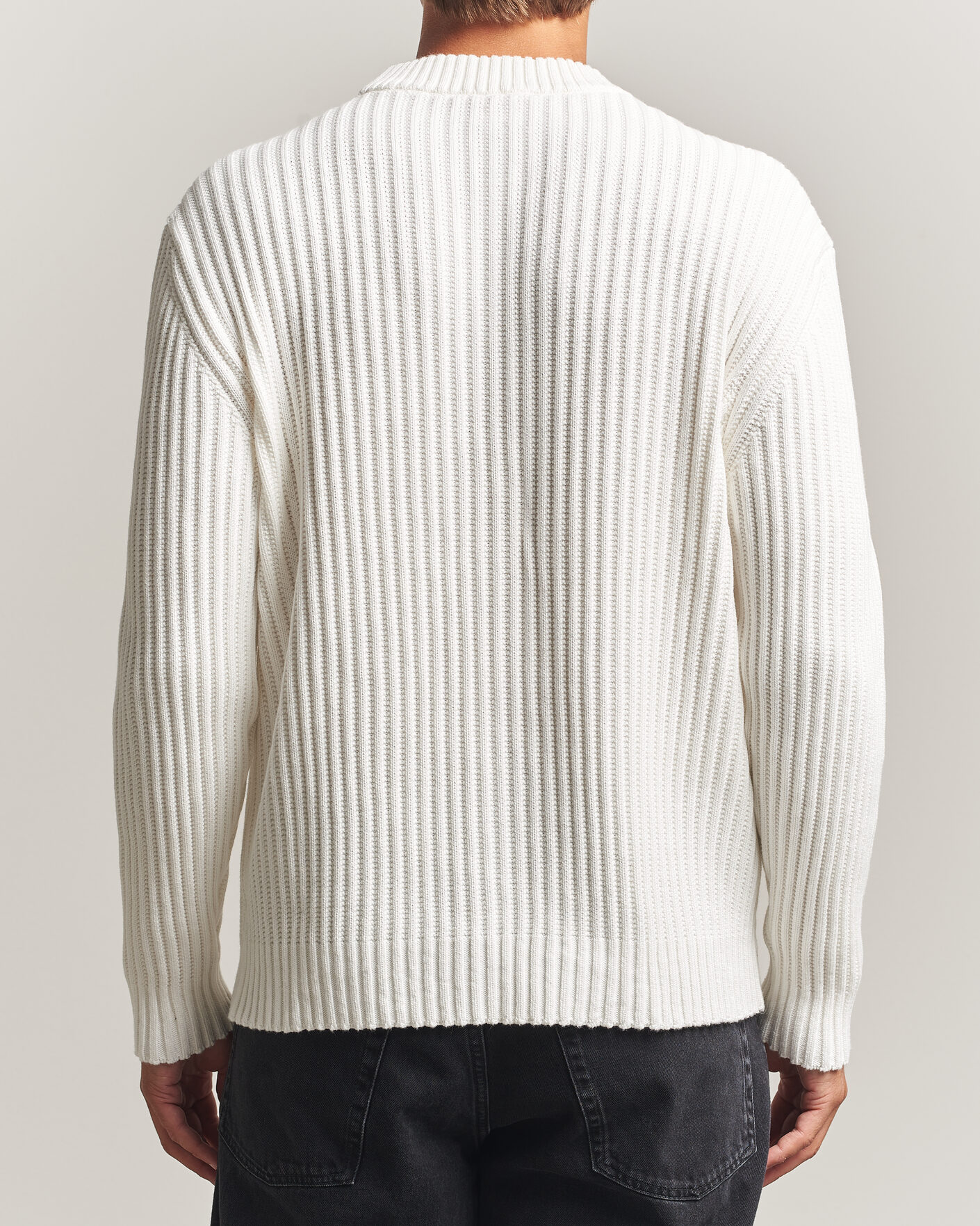 Mies | Puserot | HUGO | Sribban Cotton Knitted Sweater Natural