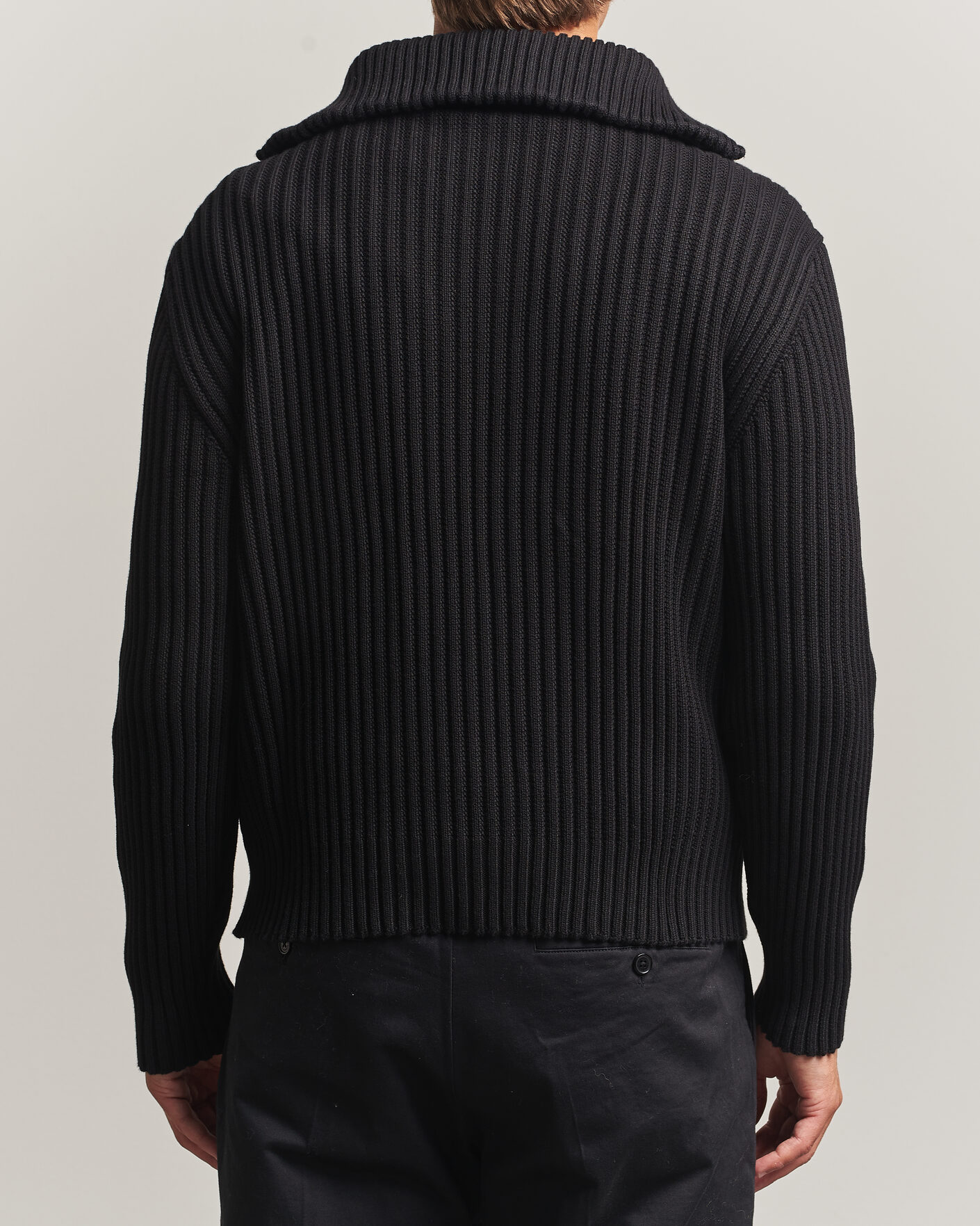 Mies | Puserot | HUGO | Srtithon Cotton Knitted Half Zip Black