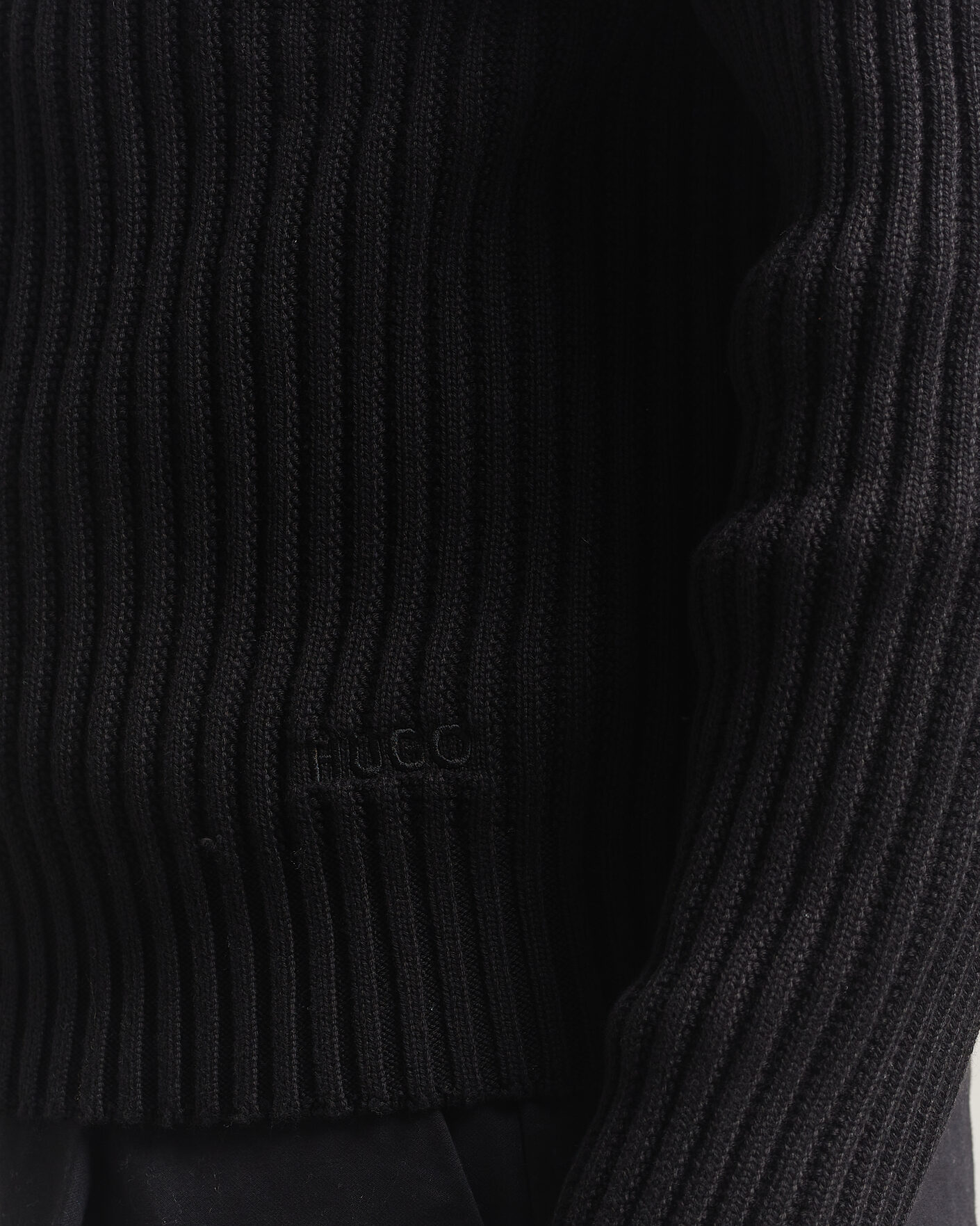 Mies | Puserot | HUGO | Srtithon Cotton Knitted Half Zip Black