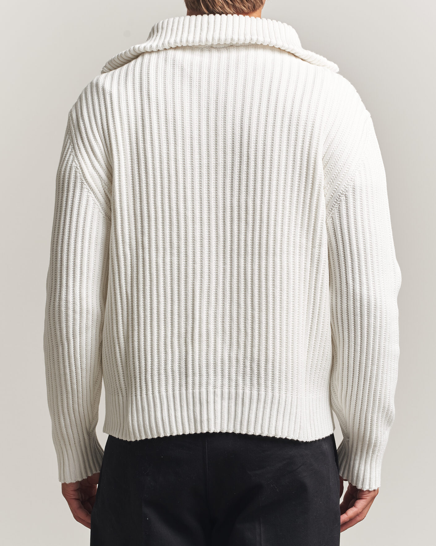 Mies | Puserot | HUGO | Srtithon Cotton Knitted Half Zip Natural