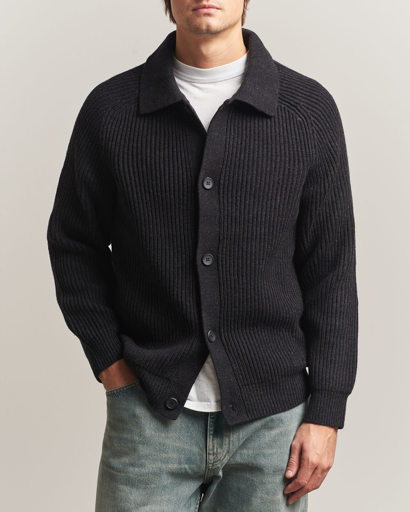 Mies | Puserot | HUGO | Sardeep Wool Knitted Cardigan Black