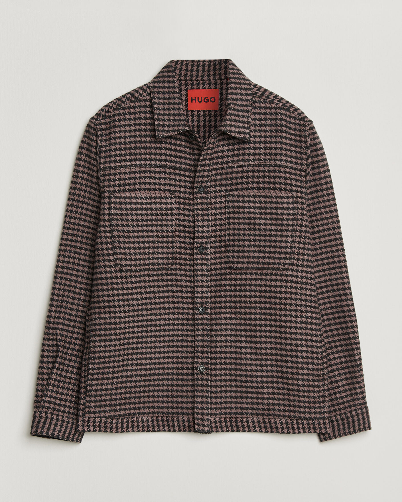 Mies | Kauluspaidat | HUGO | Eniri Houndstooth Overshirt Copper Brown
