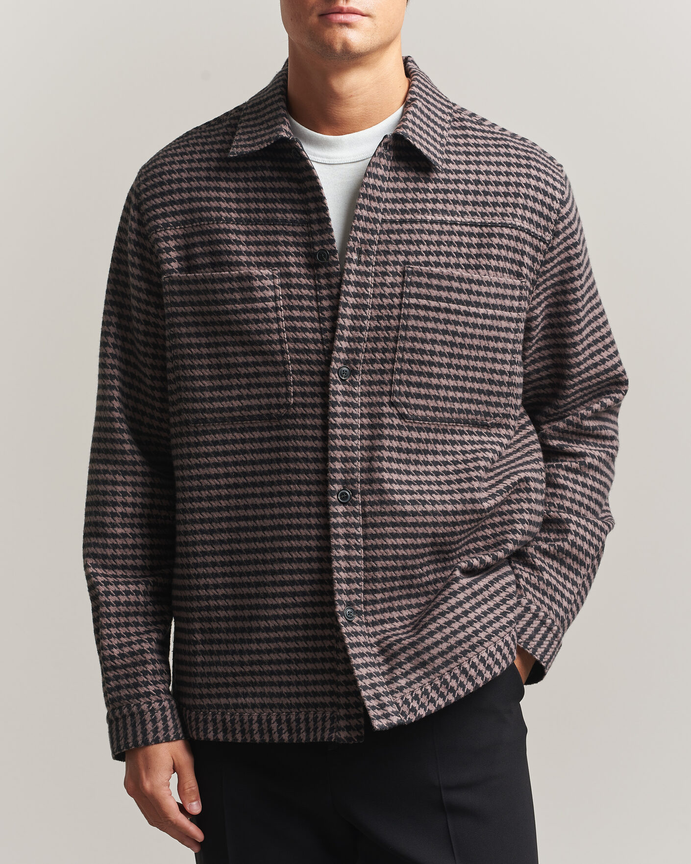 Mies | Kauluspaidat | HUGO | Eniri Houndstooth Overshirt Copper Brown