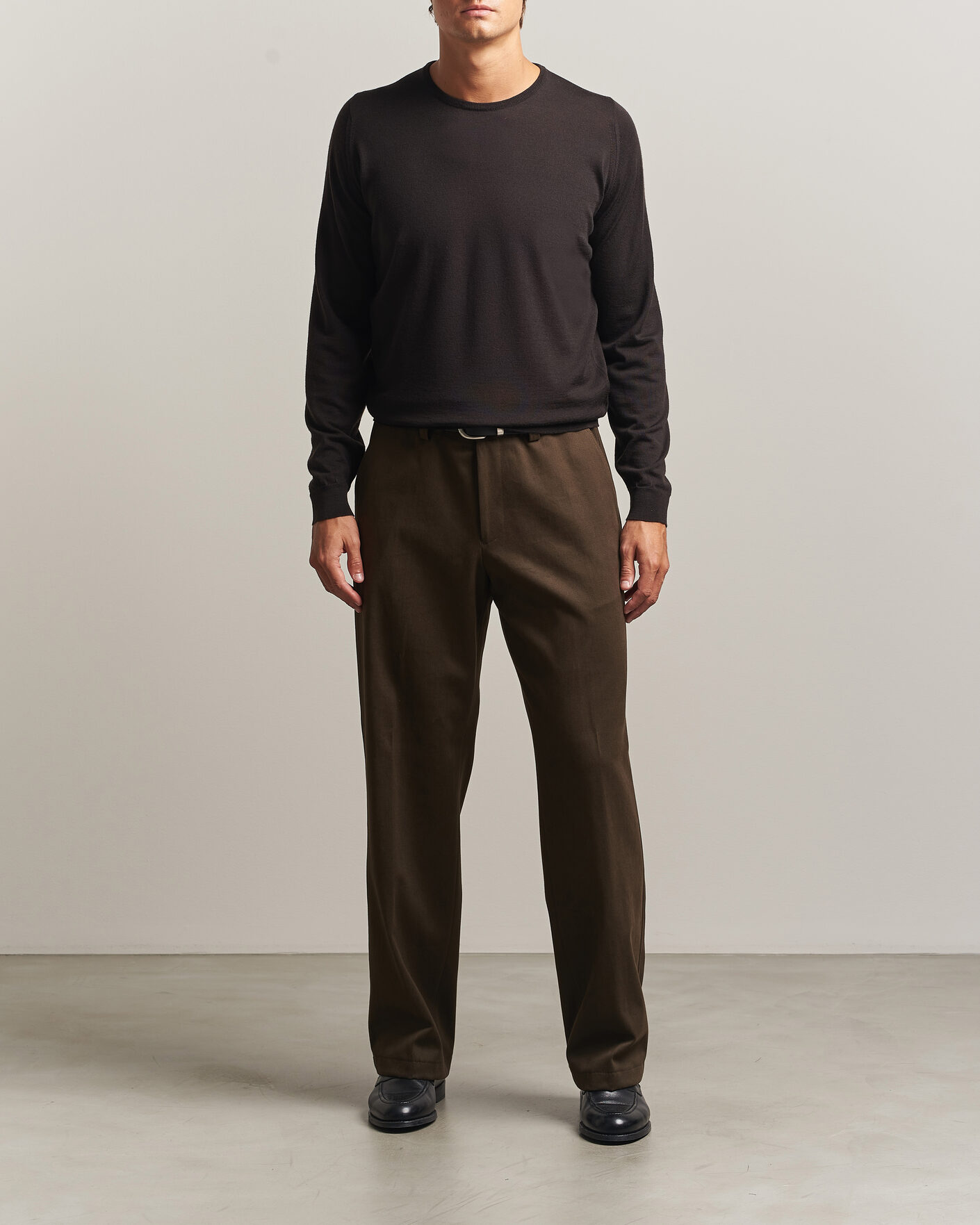 Mies | Housut | BOSS CAMEL | Pave Brushed Cotton Pleated Trousers Open Green