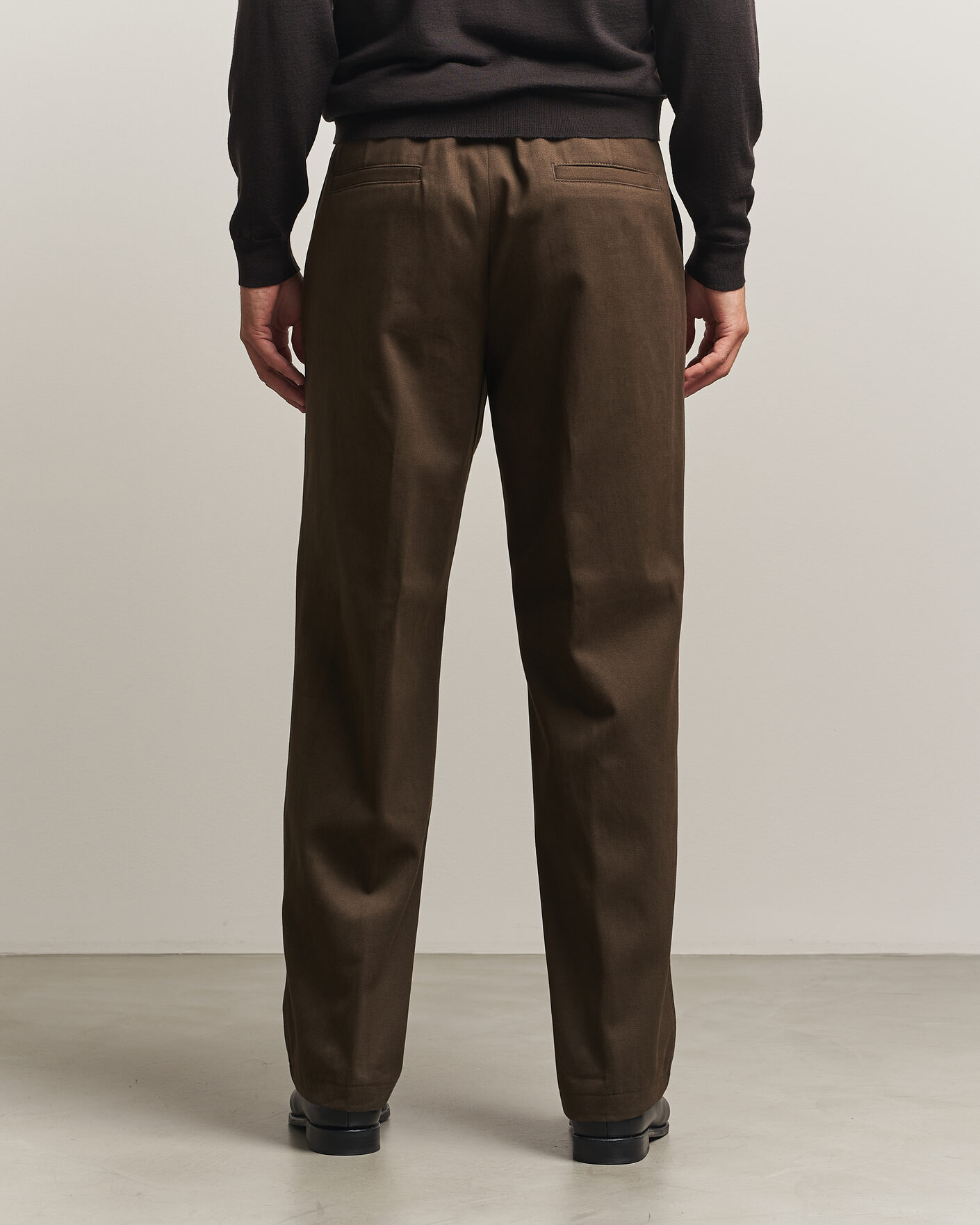 Mies | Housut | BOSS CAMEL | Pave Brushed Cotton Pleated Trousers Open Green