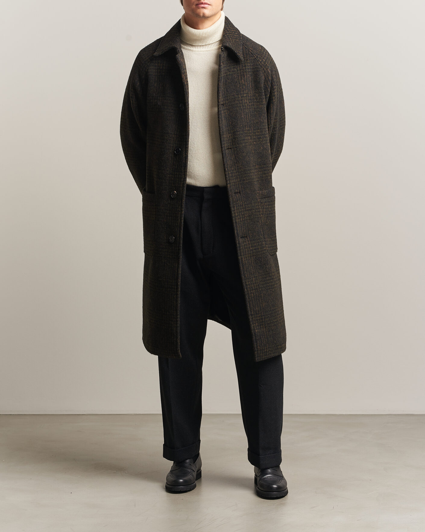 Mies | Takit | BOSS CAMEL | Cohn Wool Checked Coat Open Green