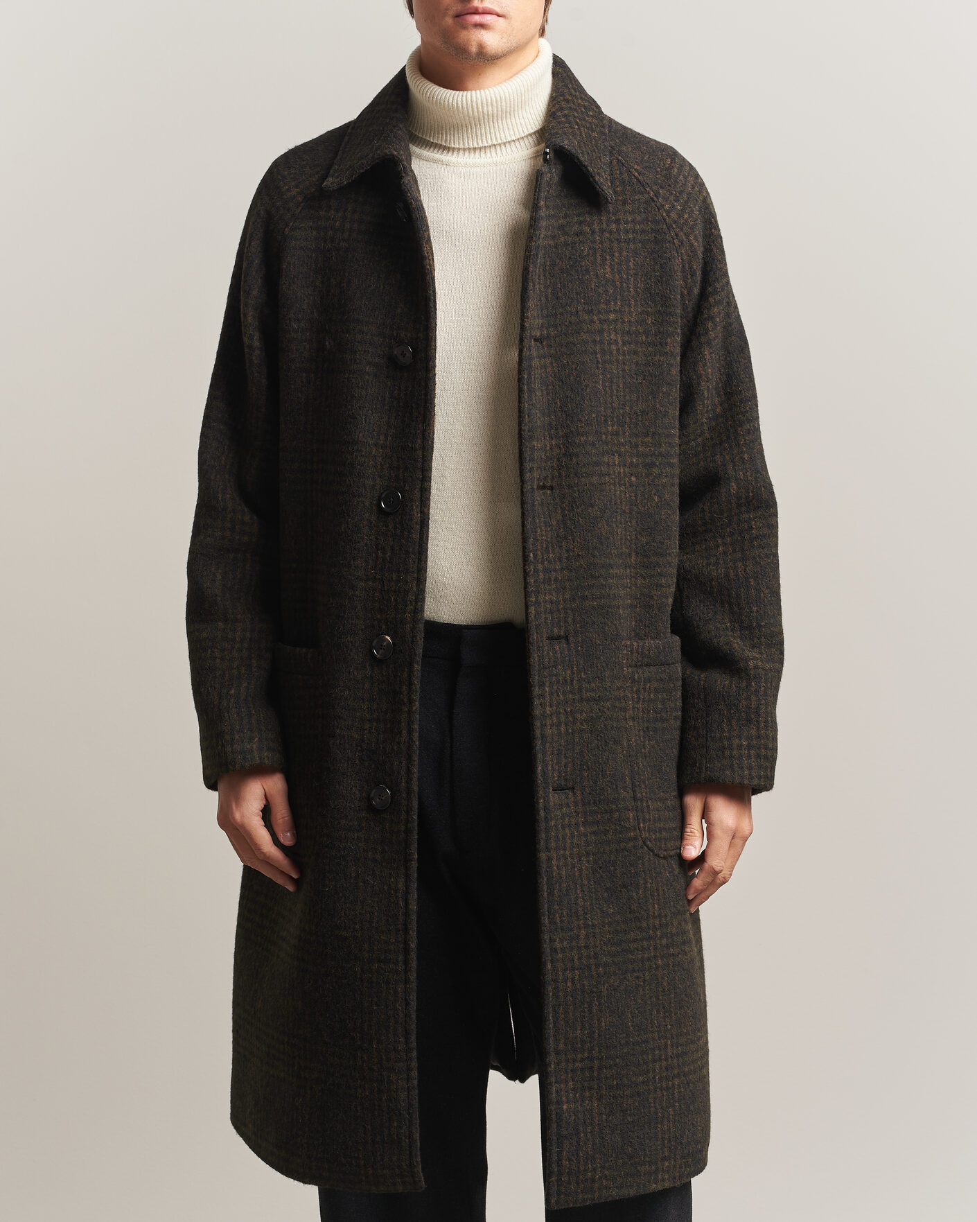 Mies | Takit | BOSS CAMEL | Cohn Wool Checked Coat Open Green