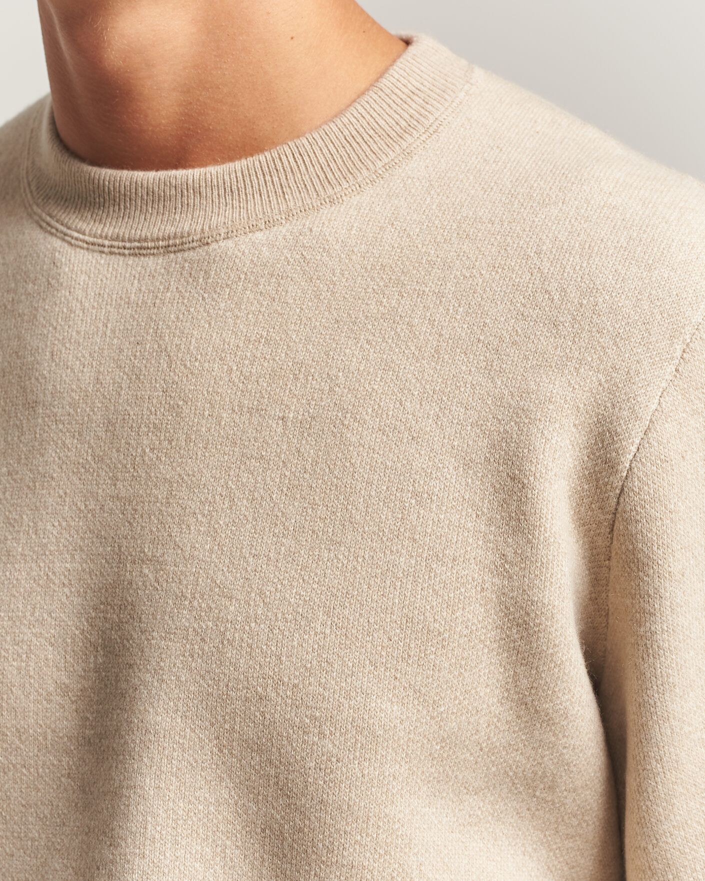 Mies | Puserot | BOSS CAMEL | Farrison Wool Knitted Sweater Light Beige