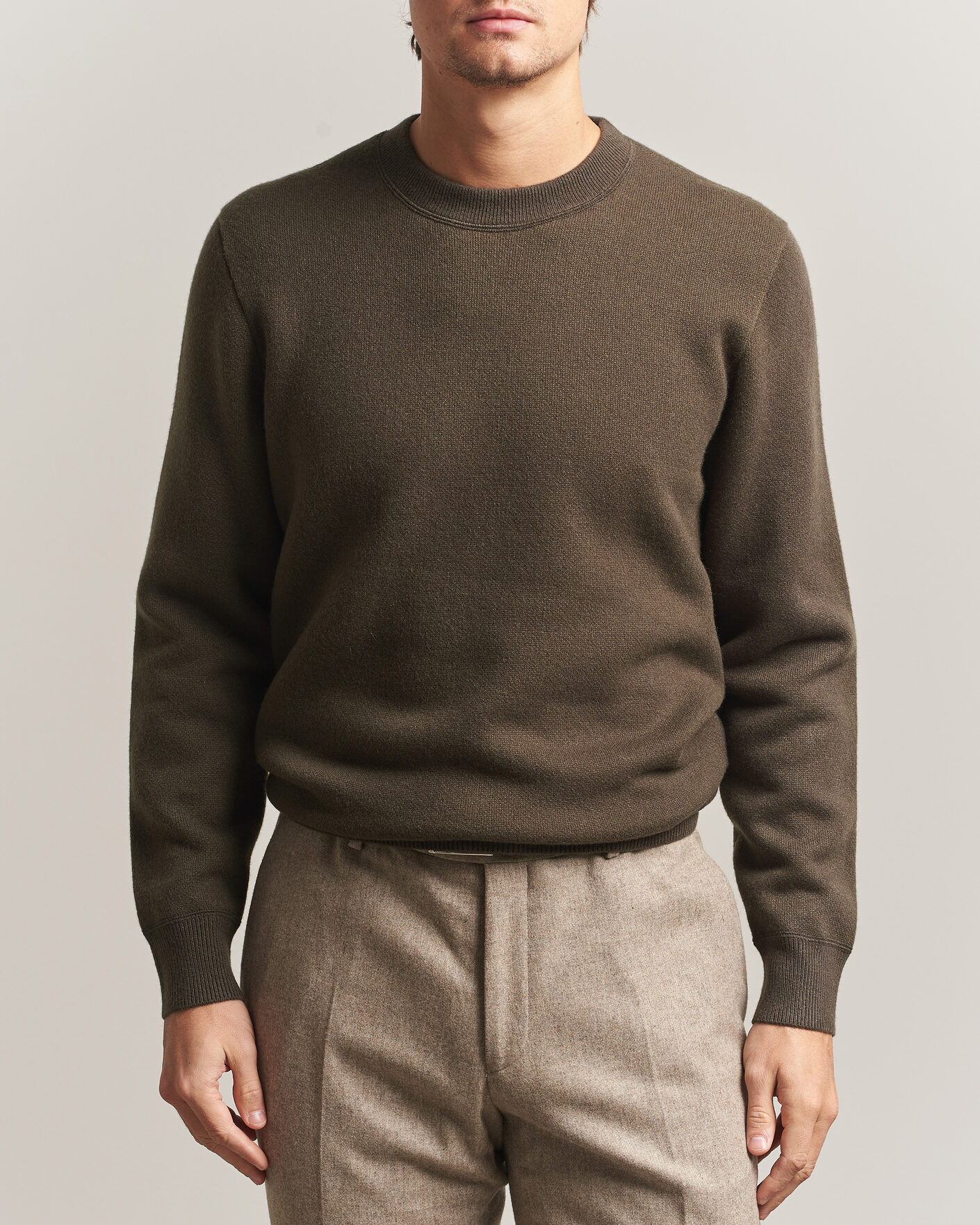 Mies | Puserot | BOSS CAMEL | Farrison Cashmere Knitted Sweater Open Green