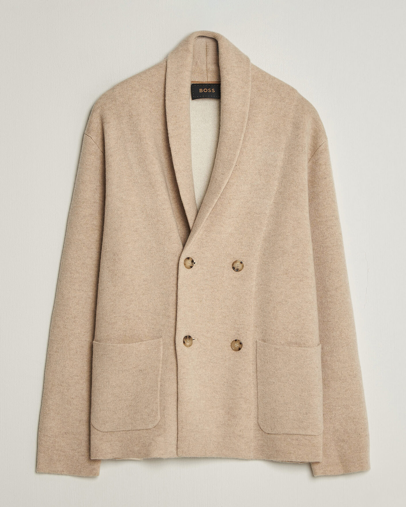 Mies | Puserot | BOSS CAMEL | Fenturo Wool Knitted Cardigan Light Beige