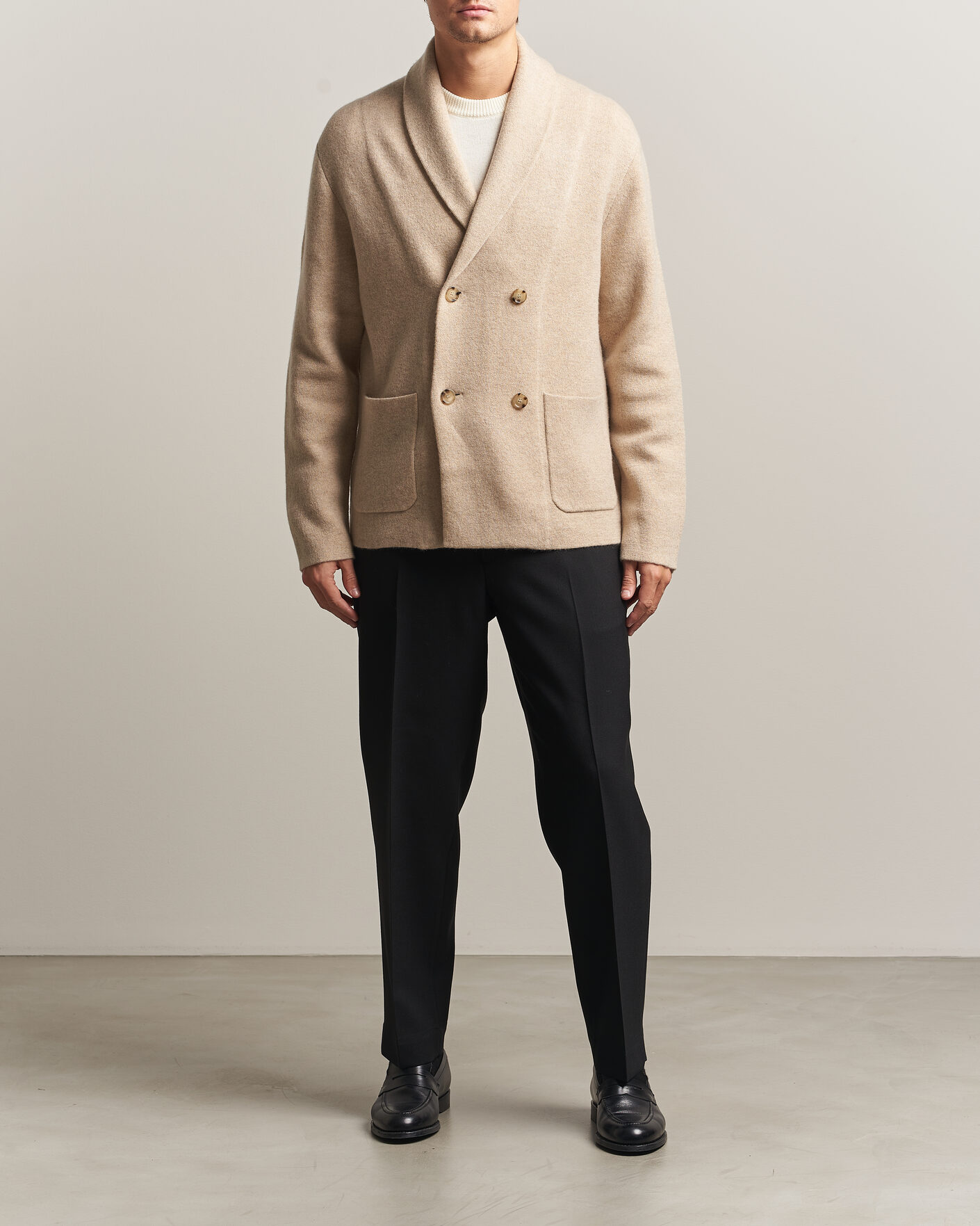 Mies | Puserot | BOSS CAMEL | Fenturo Wool Knitted Cardigan Light Beige