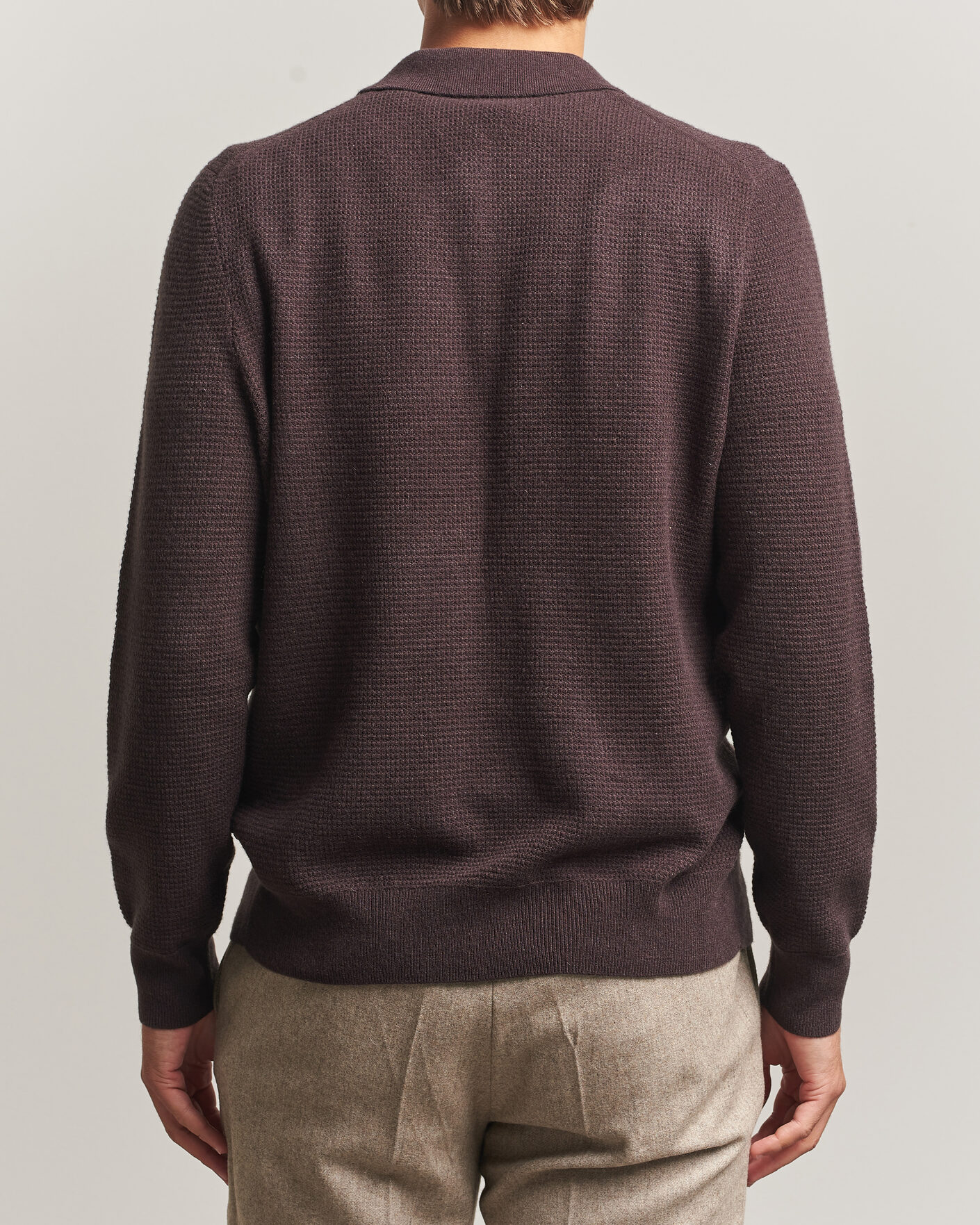 Mies | Puserot | BOSS CAMEL | Filo Wool Knitted Polo Open Brown