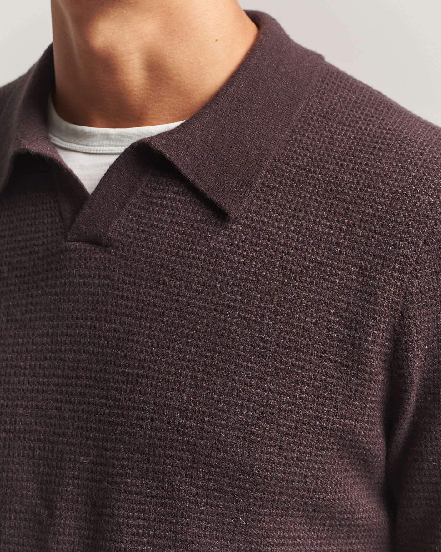 Mies | Puserot | BOSS CAMEL | Filo Wool Knitted Polo Open Brown