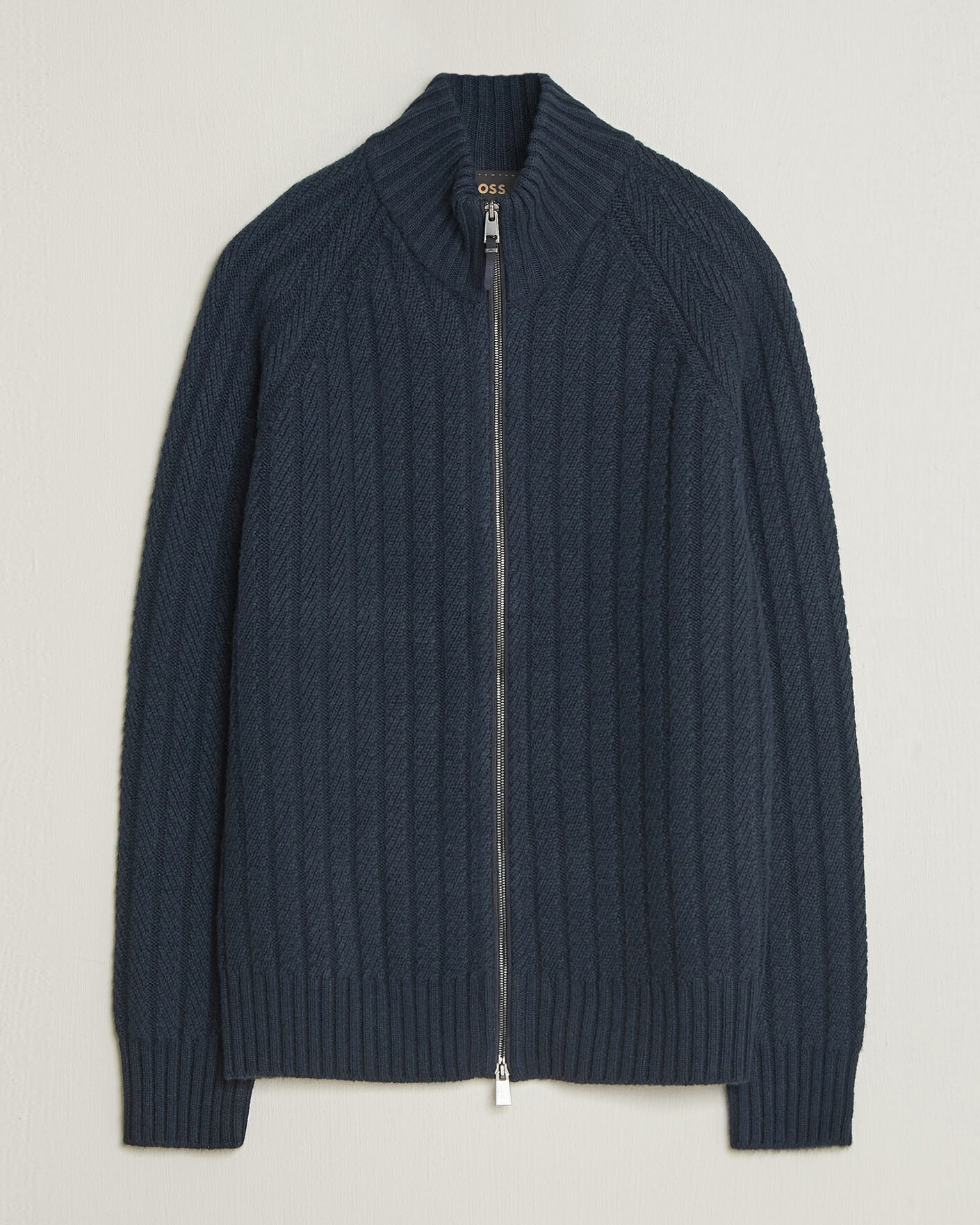 Mies | Puserot | BOSS CAMEL | Filane Wool Knitted Full Zip Dark Blue