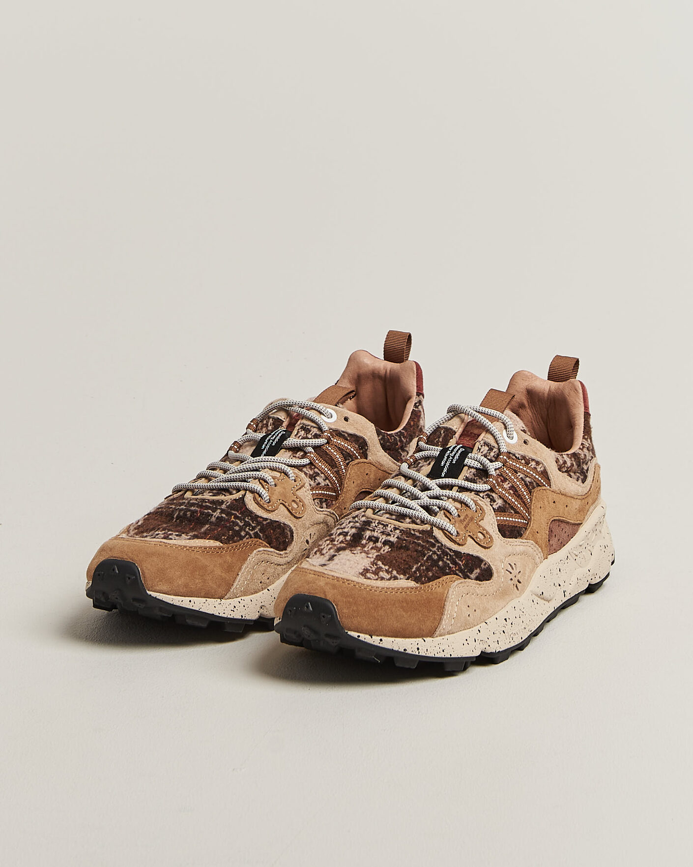 Mies | Tennarit | Flower Mountain | Yamano 3 Suede/Wool Check Sneaker Brown