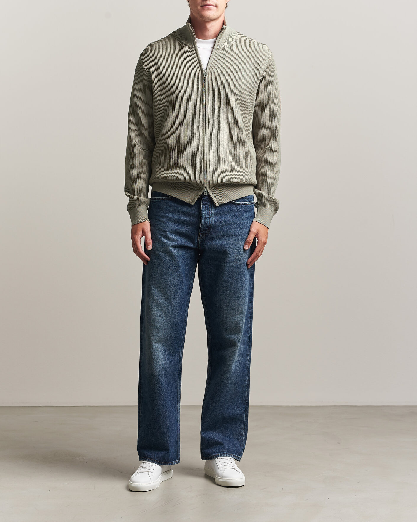 Mies | Puserot | J.Lindeberg | Alexis Cotton Full Zip Brindle