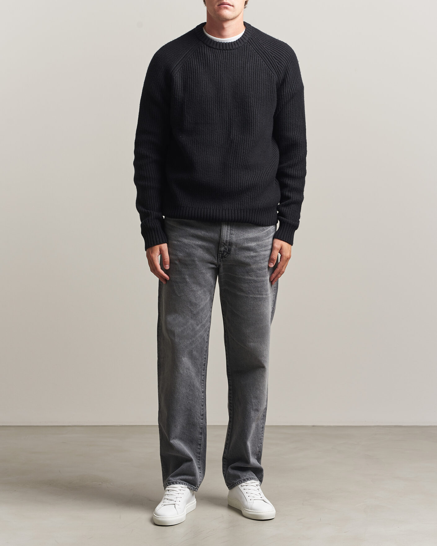 Mies | Puserot | J.Lindeberg | Hallow Wool Blend Knitted Sweater Black