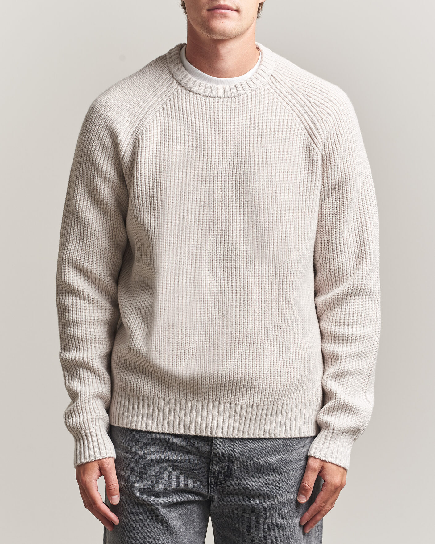 Mies | Puserot | J.Lindeberg | Hallow Wool Blend Knitted Sweater Moonbeam
