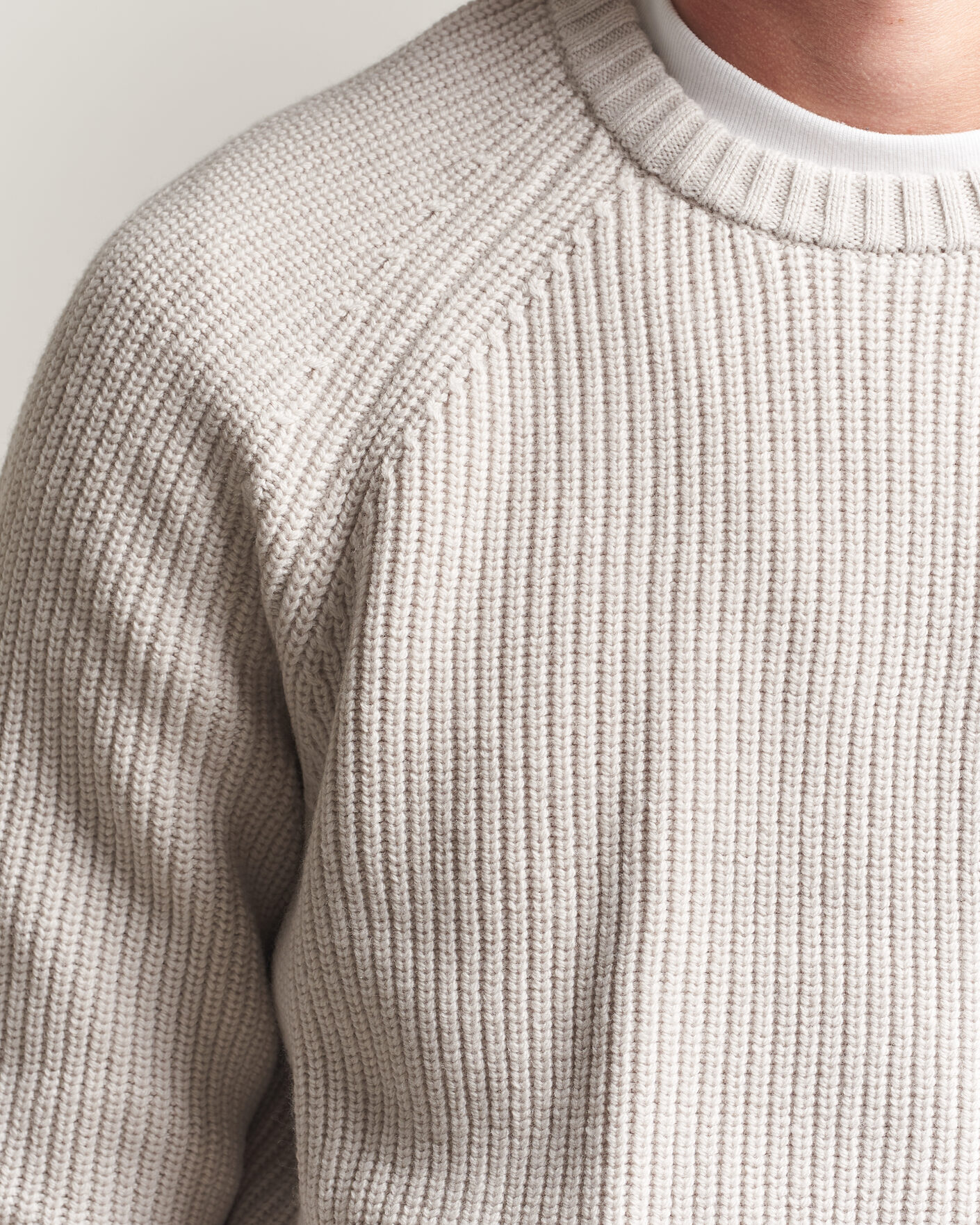 Mies | Puserot | J.Lindeberg | Hallow Wool Blend Knitted Sweater Moonbeam