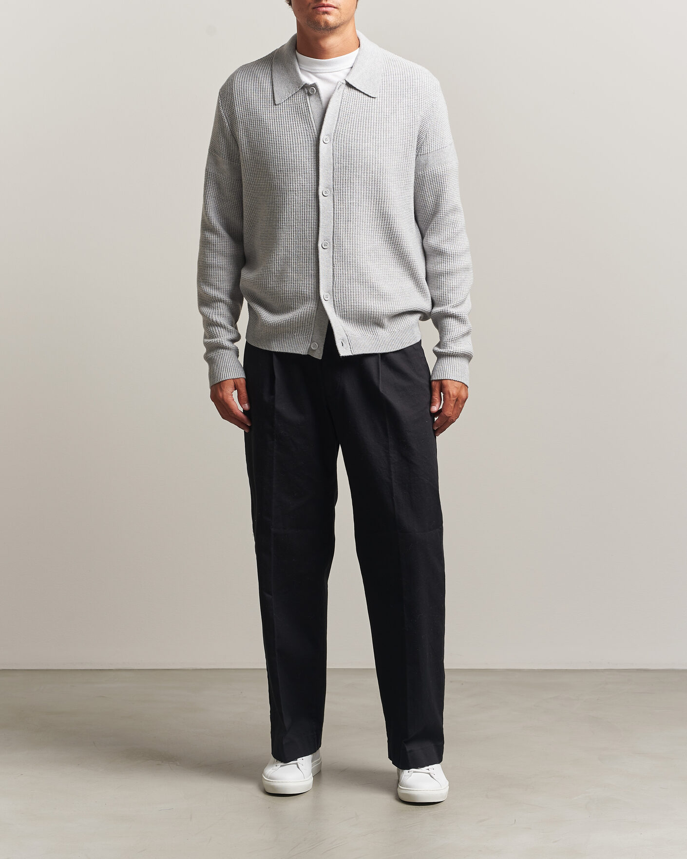 Mies | Puserot | J.Lindeberg | Willem Knitted Cardigan Light Grey Melange