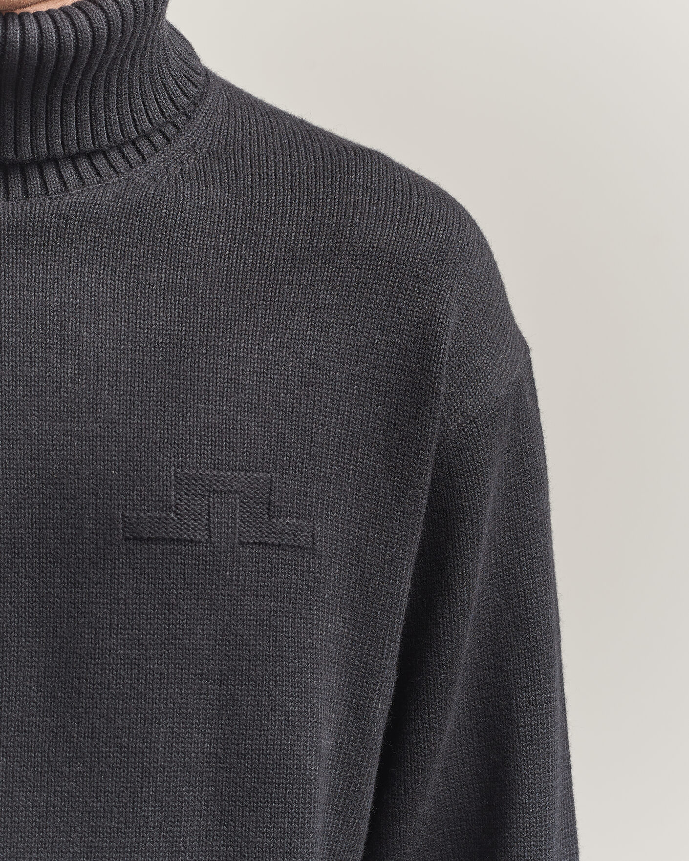 Mies | Puserot | J.Lindeberg | Eddy Wool/Cotton Knitted Turtleneck Black