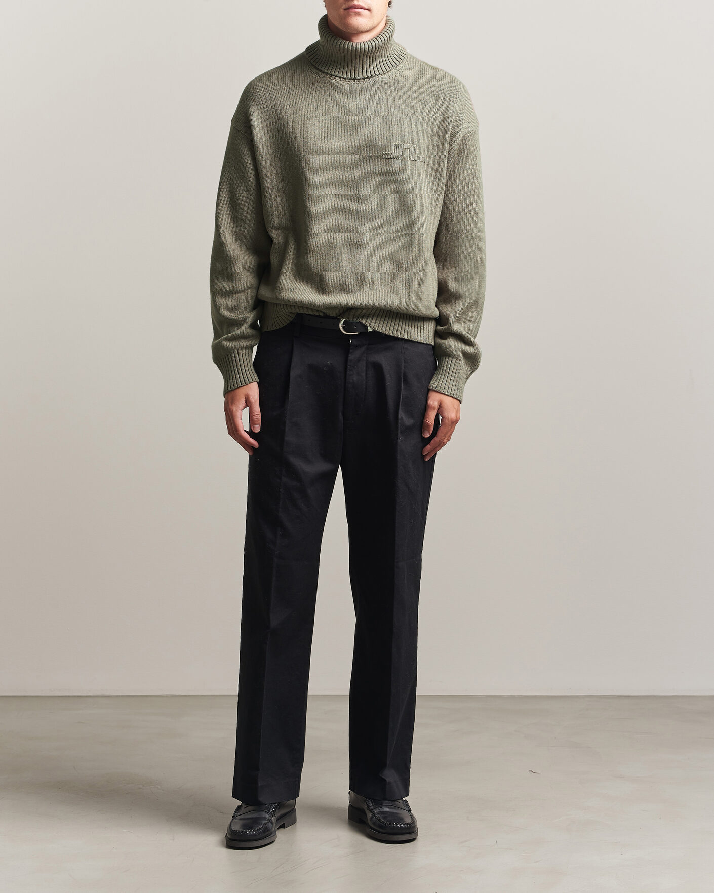 Mies | Puserot | J.Lindeberg | Eddy Wool/Cotton Knitted Turtleneck Brindle