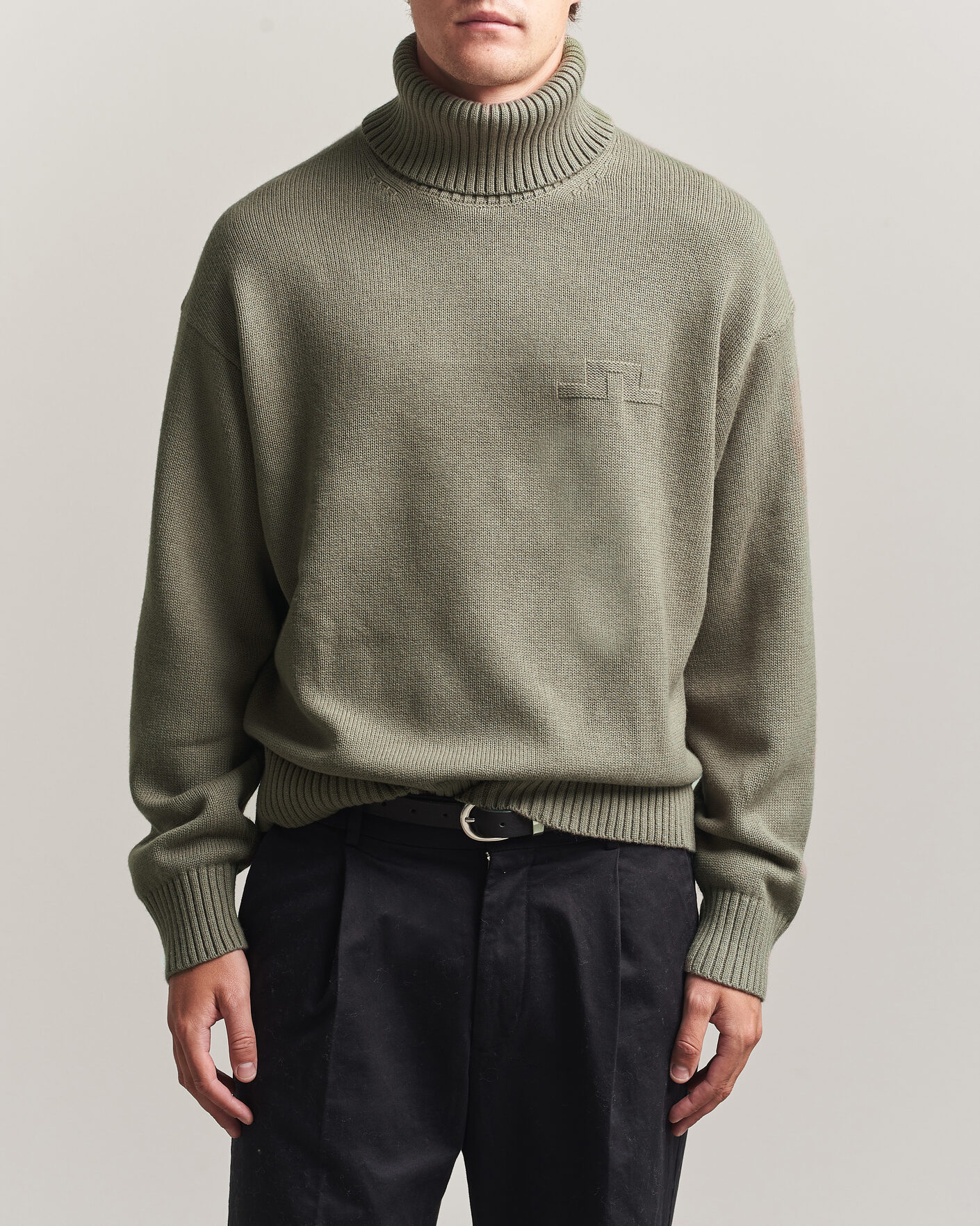 Mies | Puserot | J.Lindeberg | Eddy Wool/Cotton Knitted Turtleneck Brindle