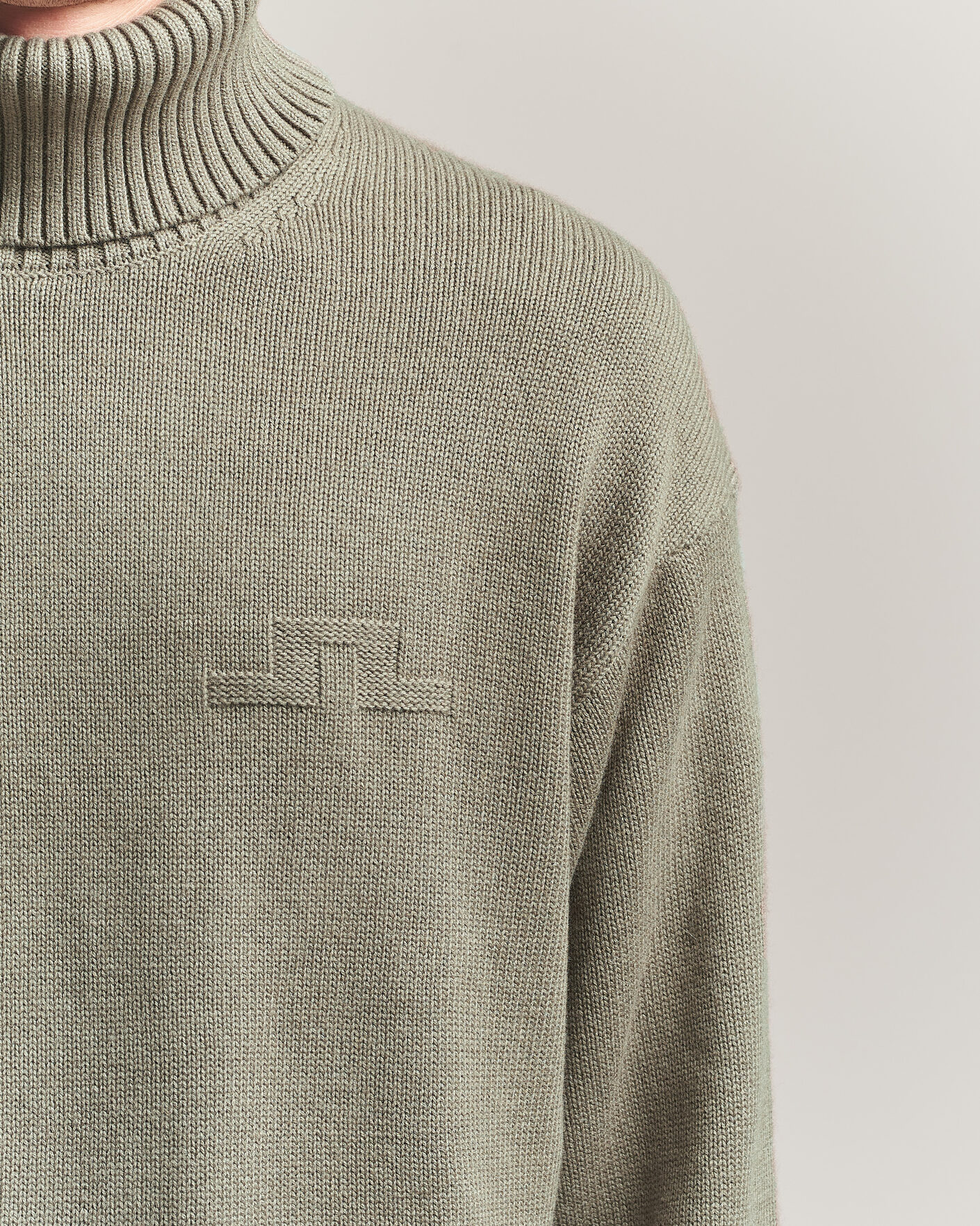 Mies | Puserot | J.Lindeberg | Eddy Wool/Cotton Knitted Turtleneck Brindle