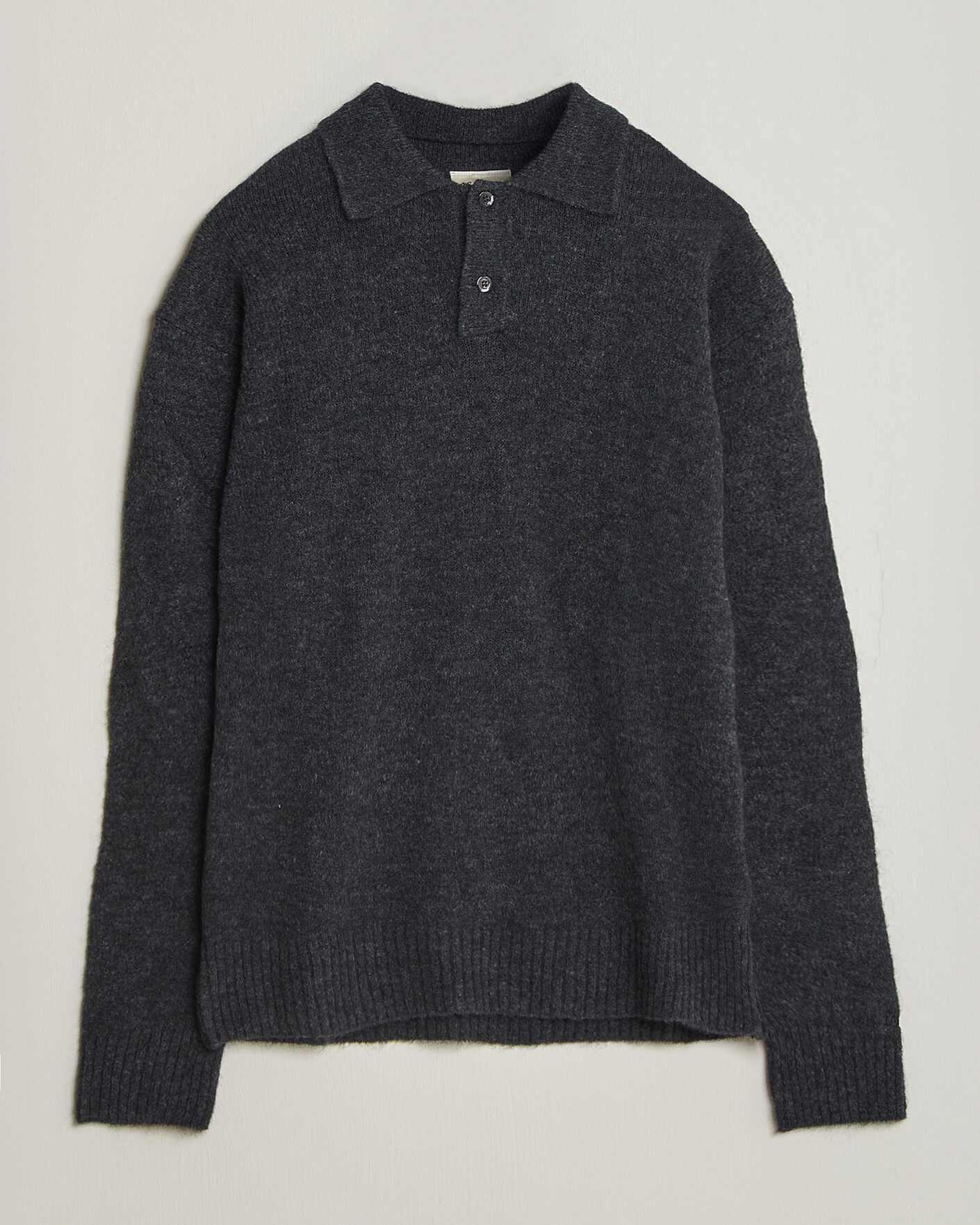 Mies | Puserot | Forét | Alpine Polo Knit Dark Grey Melange
