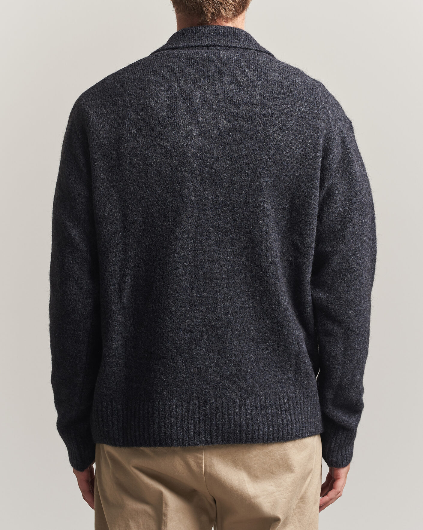 Mies | Puserot | Forét | Alpine Polo Knit Dark Grey Melange