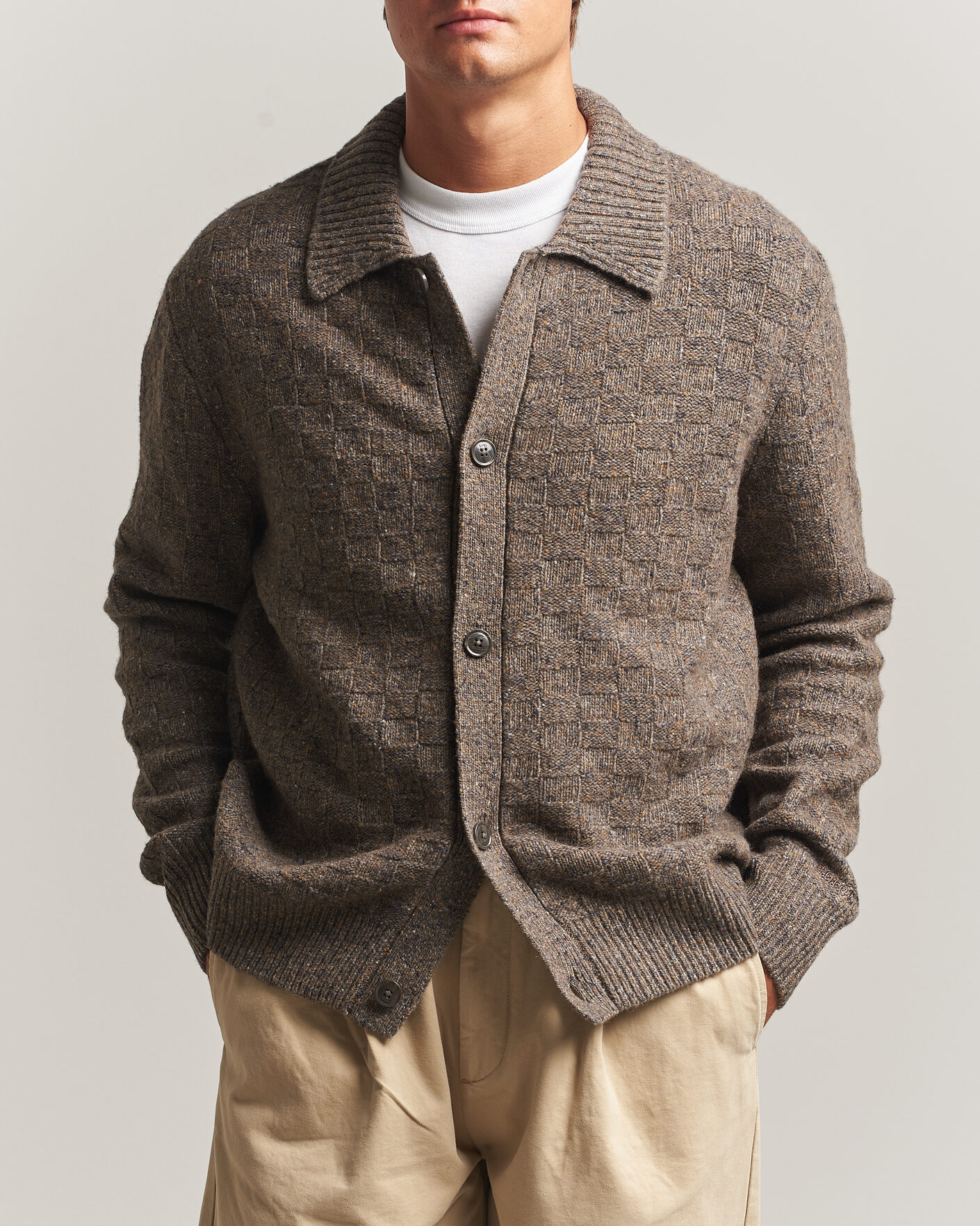 Mies | Puserot | Forét | Area Wool Cardigan Jacket Taupe