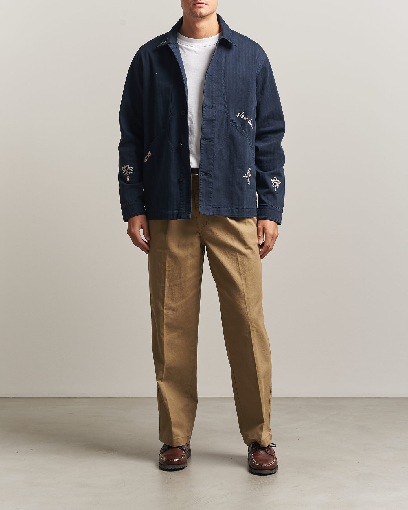 Mies | Kauluspaidat | Forét | Berry Herringbone Embroidery Overshirt Navy