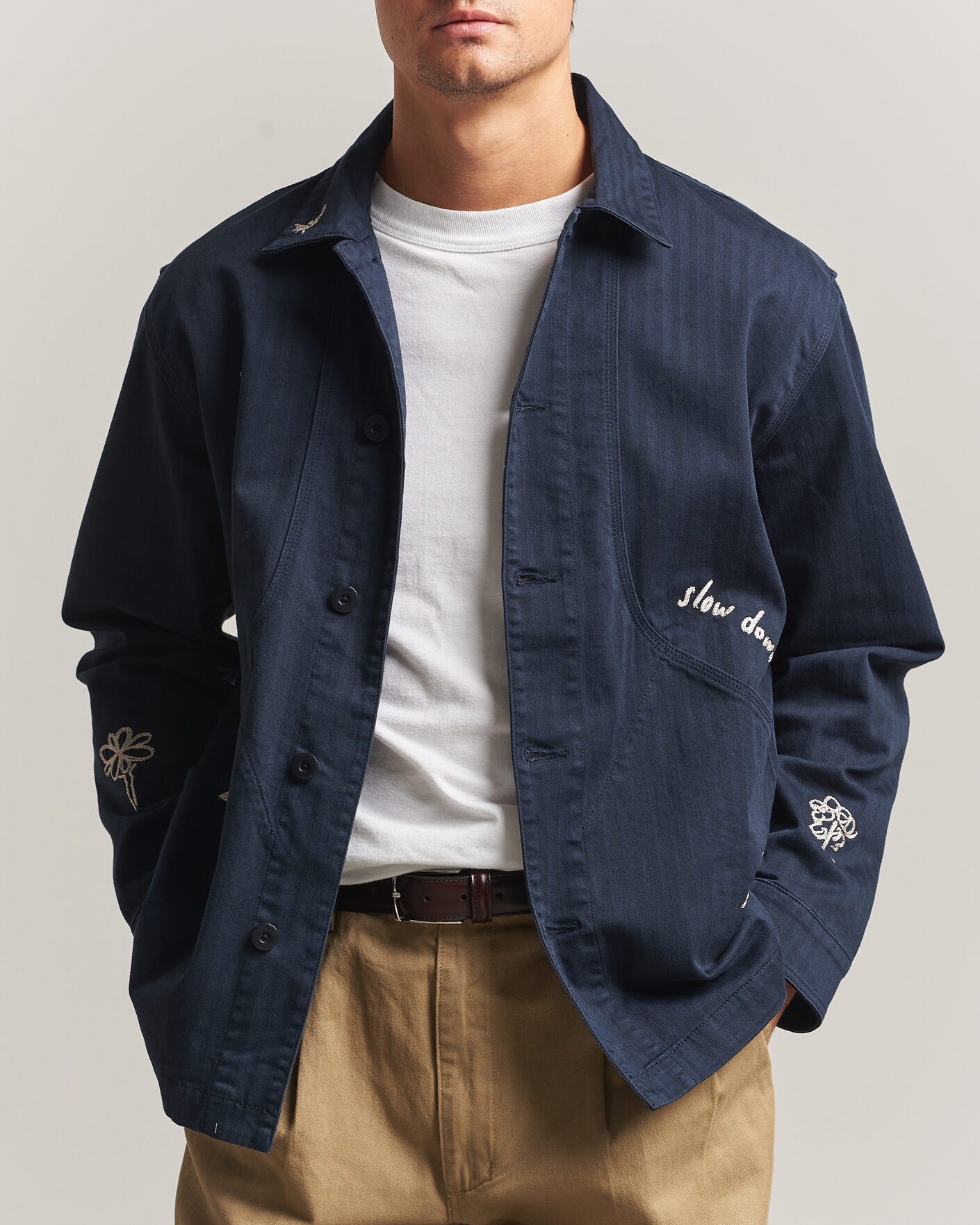 Mies | Kauluspaidat | Forét | Berry Herringbone Embroidery Overshirt Navy