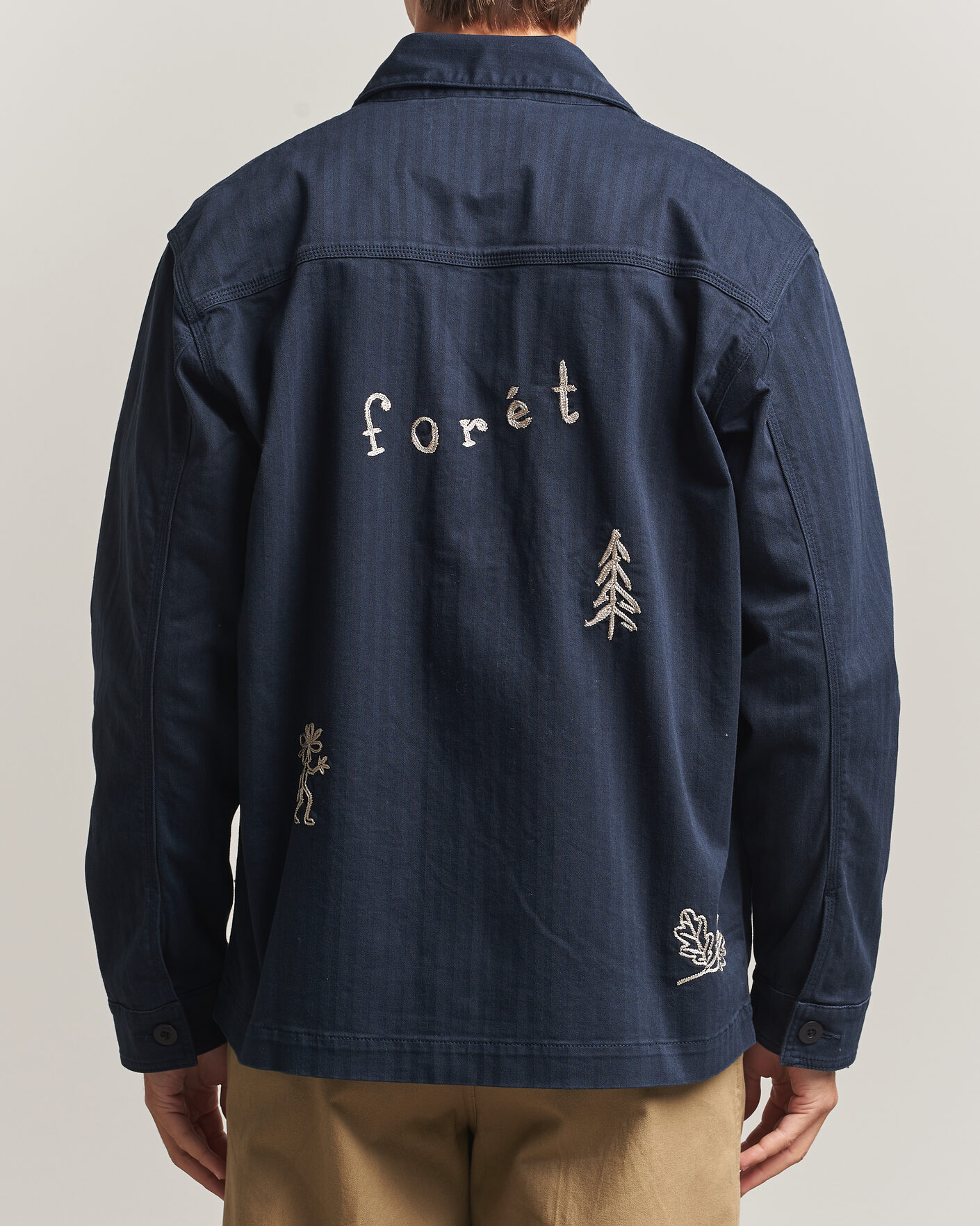 Mies | Kauluspaidat | Forét | Berry Herringbone Embroidery Overshirt Navy